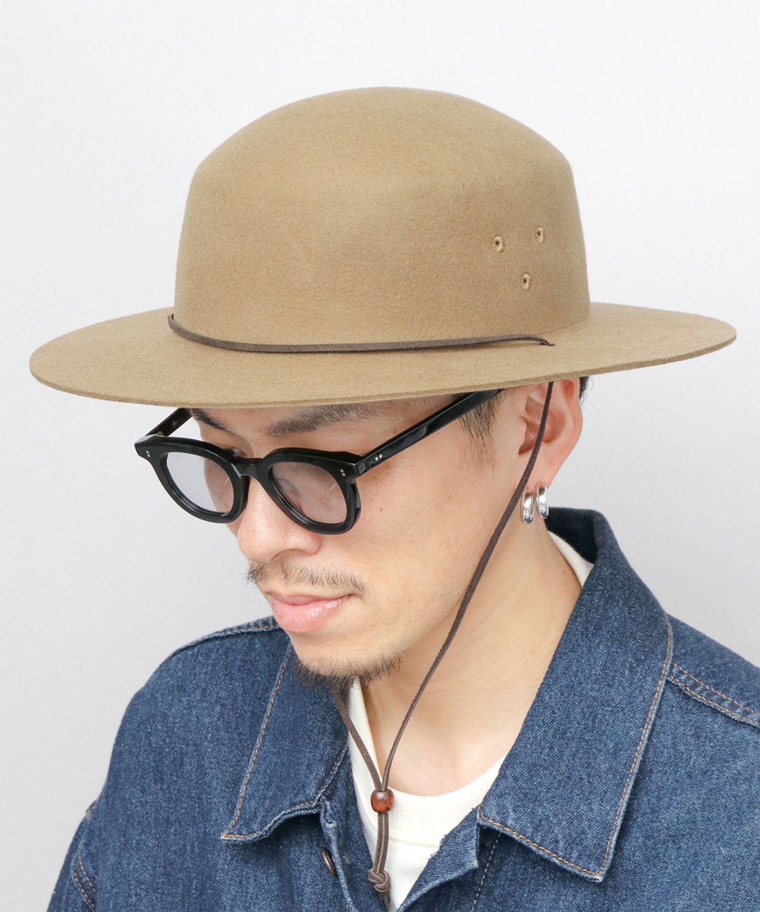 Req Hatter Hat Safari Hat with Chin Strap wool Wide Brim Fall Winter Adventure Hat