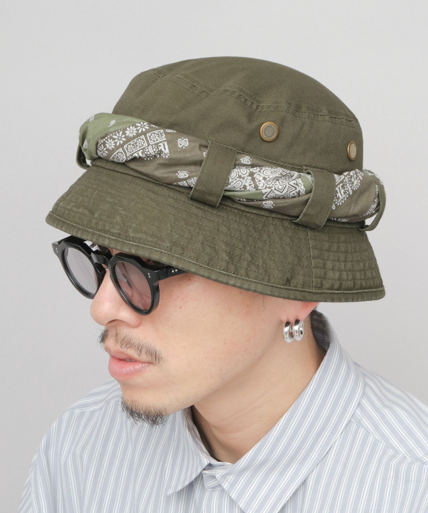 レックハッター Req Hatter バンダナ付き ジャングルハット （カーキ） カーキ