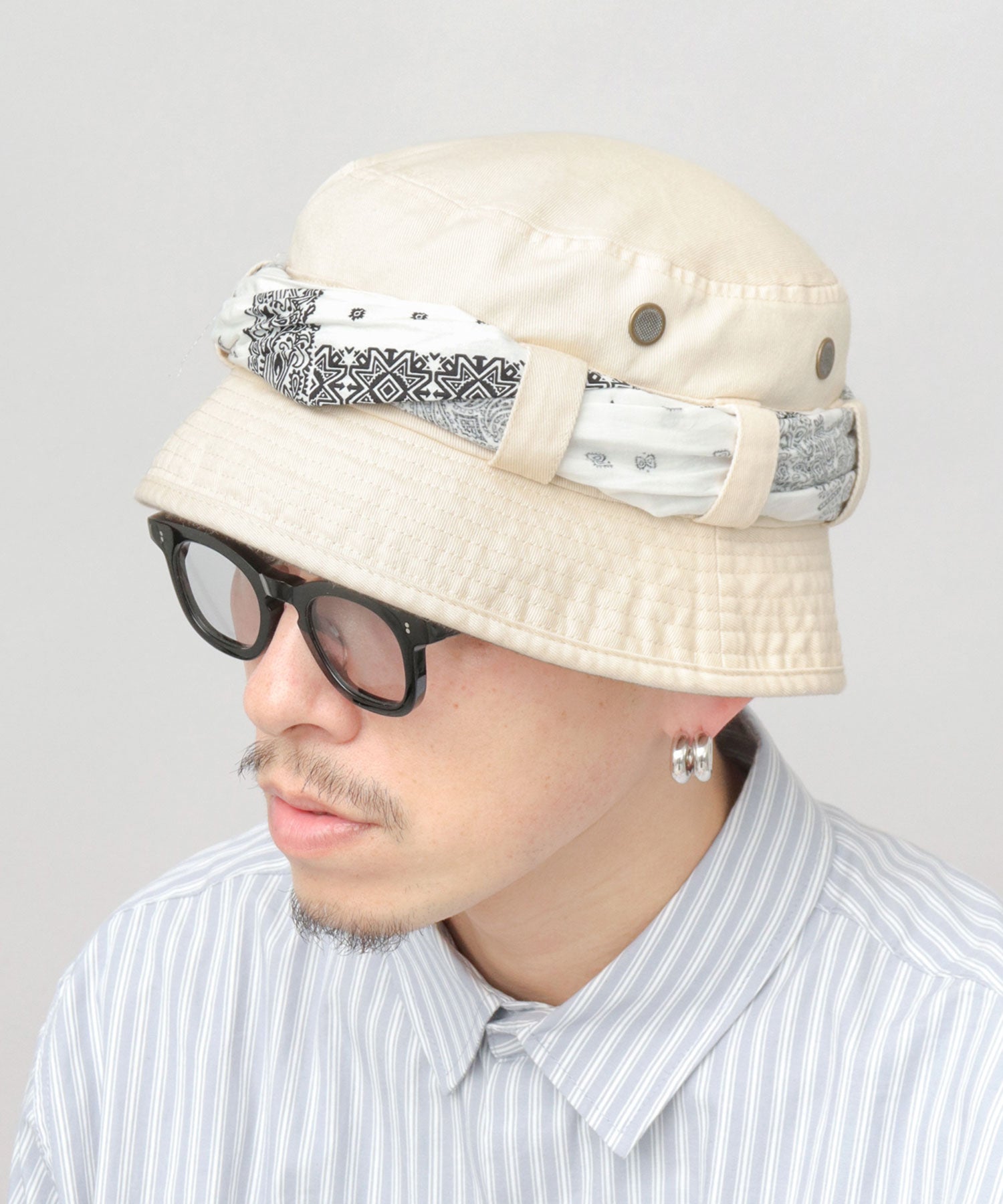 レックハッター Req Hatter バンダナ付き ジャングルハット （カーキ） カーキ