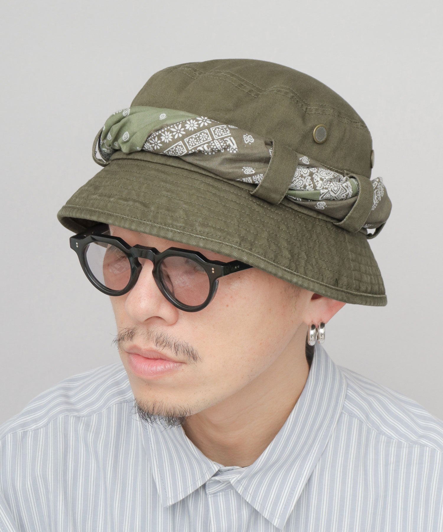 レックハッター Req Hatter バンダナ付き ジャングルハット （カーキ） カーキ
