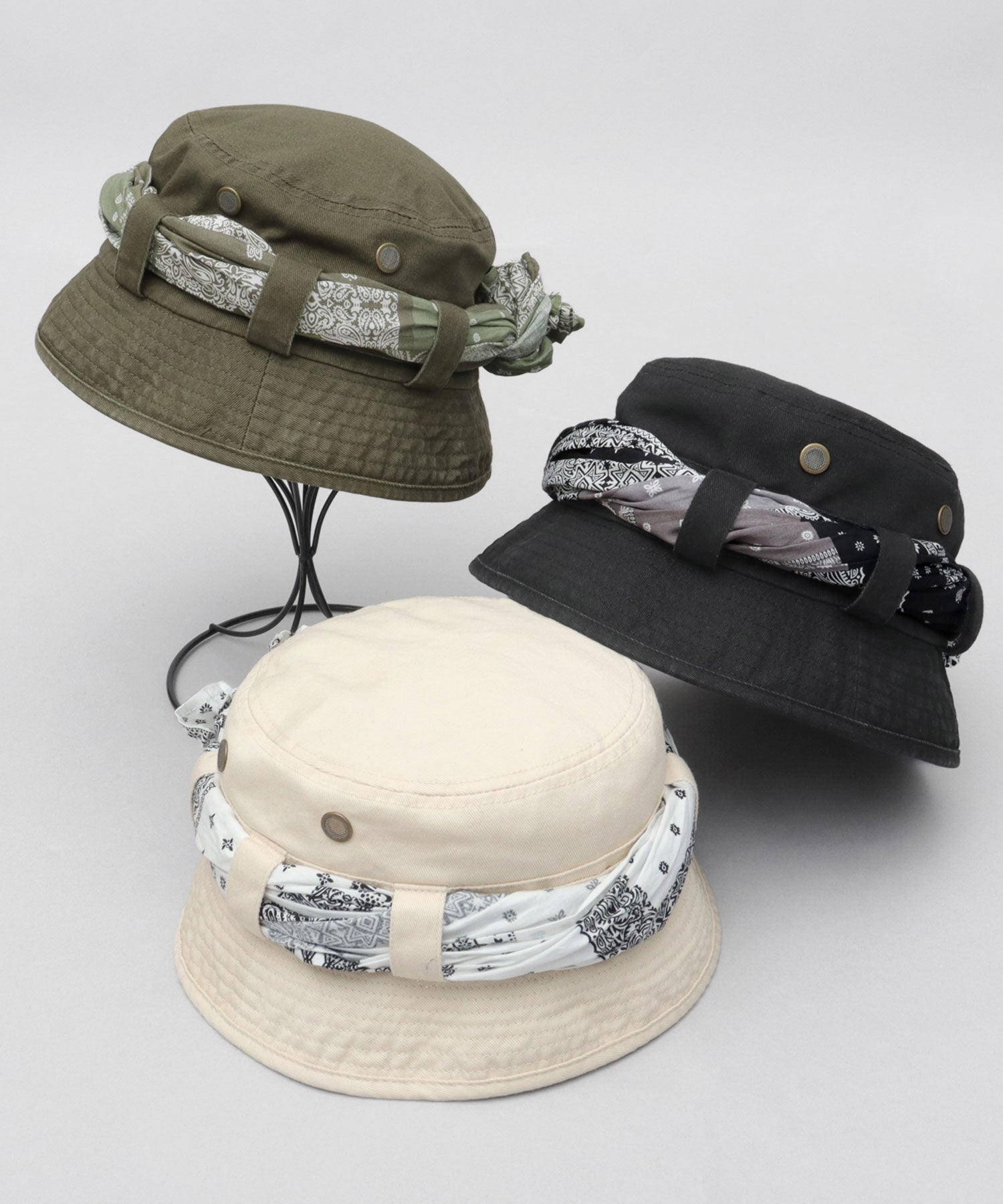レックハッター Req Hatter バンダナ付き ジャングルハット （カーキ） カーキ