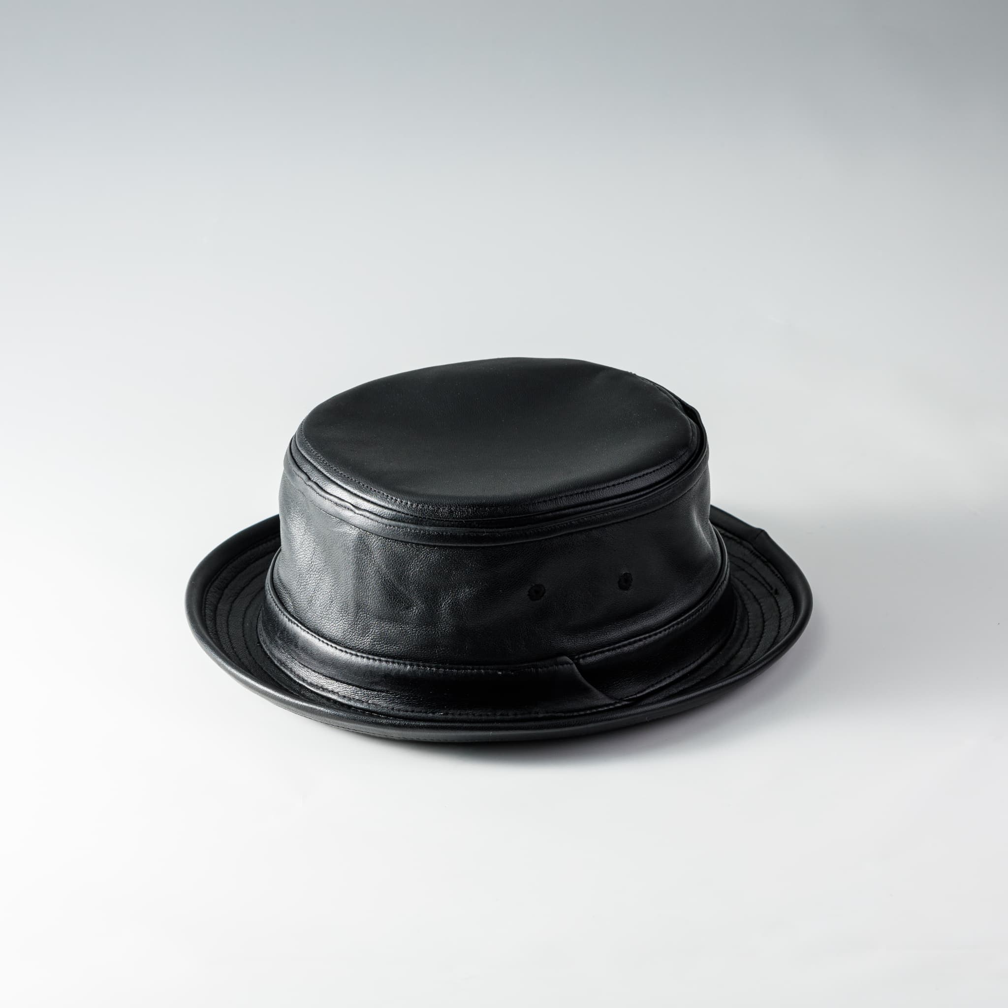 レックハッター Req Hatter LAMD LEATHER PORK PIE （BLACK） BLACK