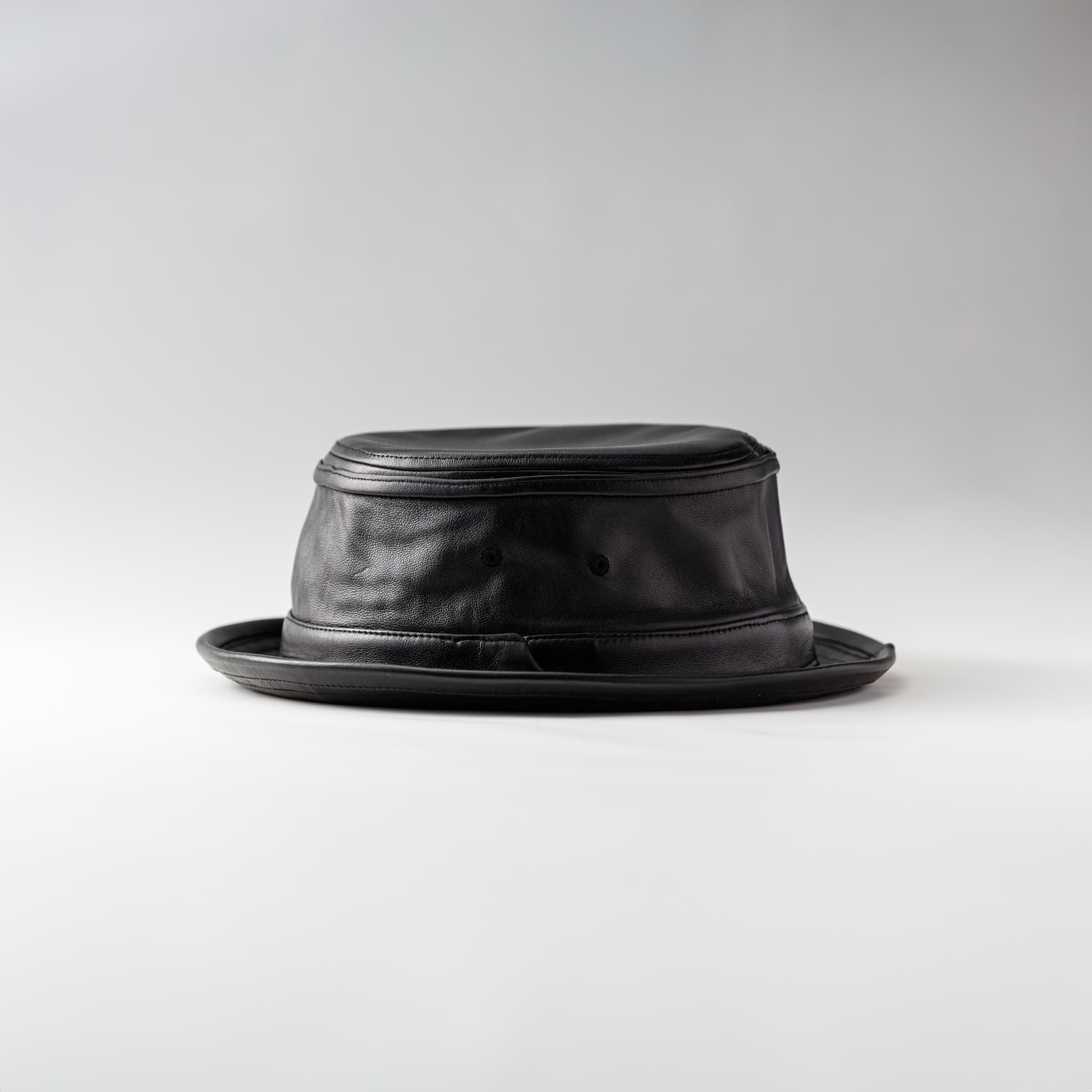 レックハッター Req Hatter LAMD LEATHER PORK PIE （BLACK） BLACK