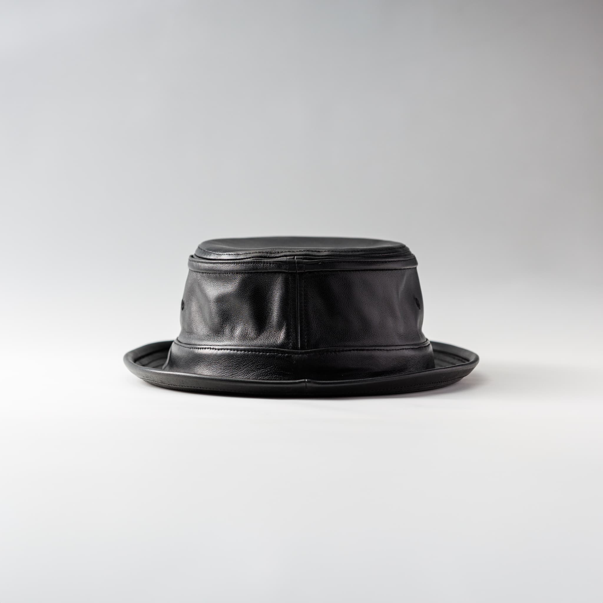 レックハッター Req Hatter LAMD LEATHER PORK PIE （BLACK） BLACK