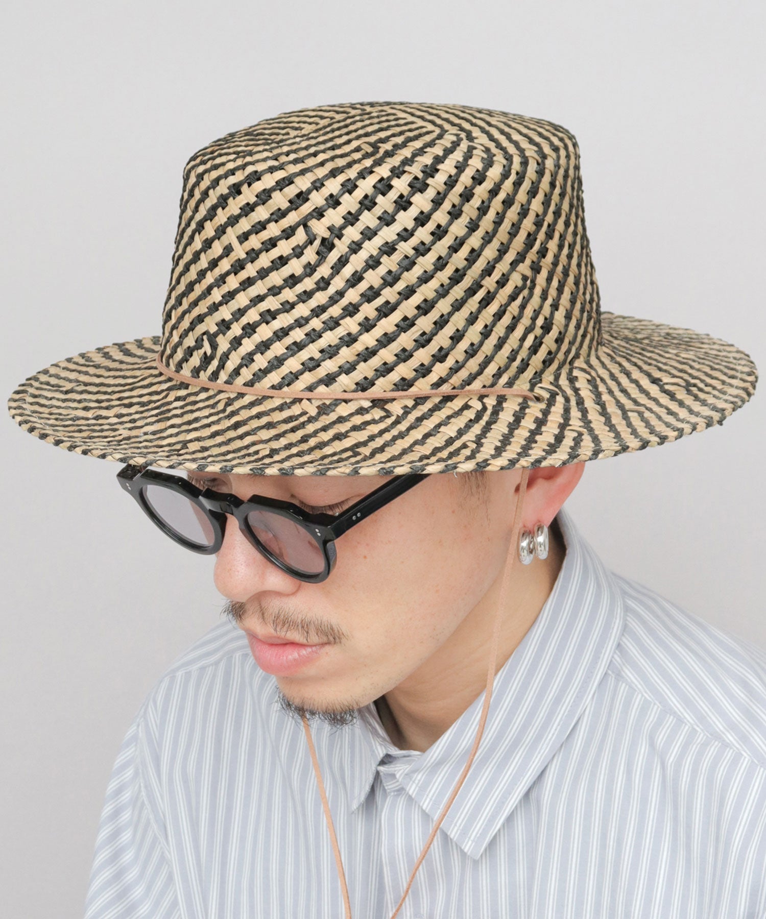 レックハッター Req Hatter ガマ あご紐付き カンカン帽 （ブラック） ブラック