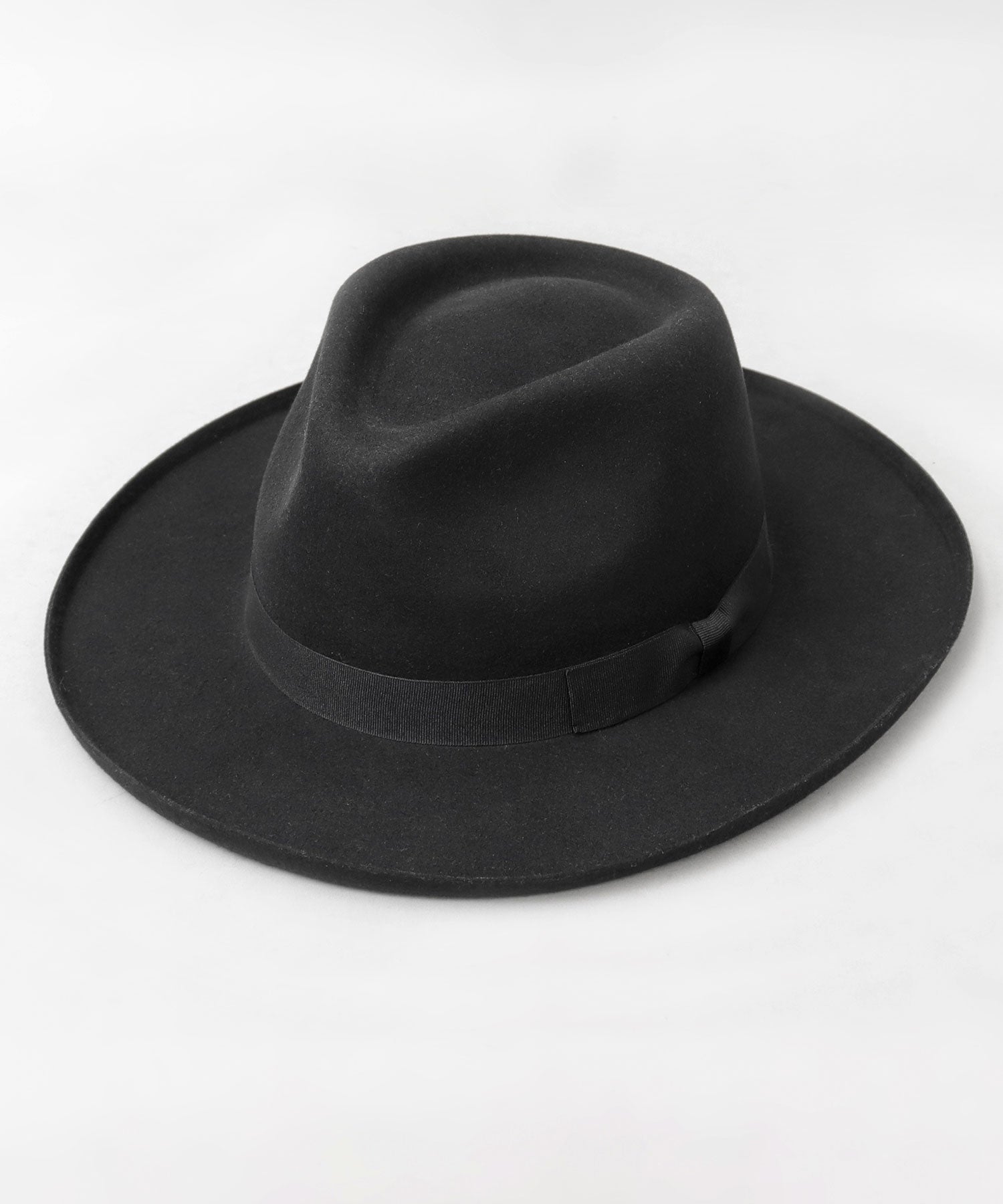 レックハッター Req Hatter フラット ブリムアップ ロング 中折れハット / ウール ロングブリム フェルトハット / つば広 （ブラウン） ブラウン