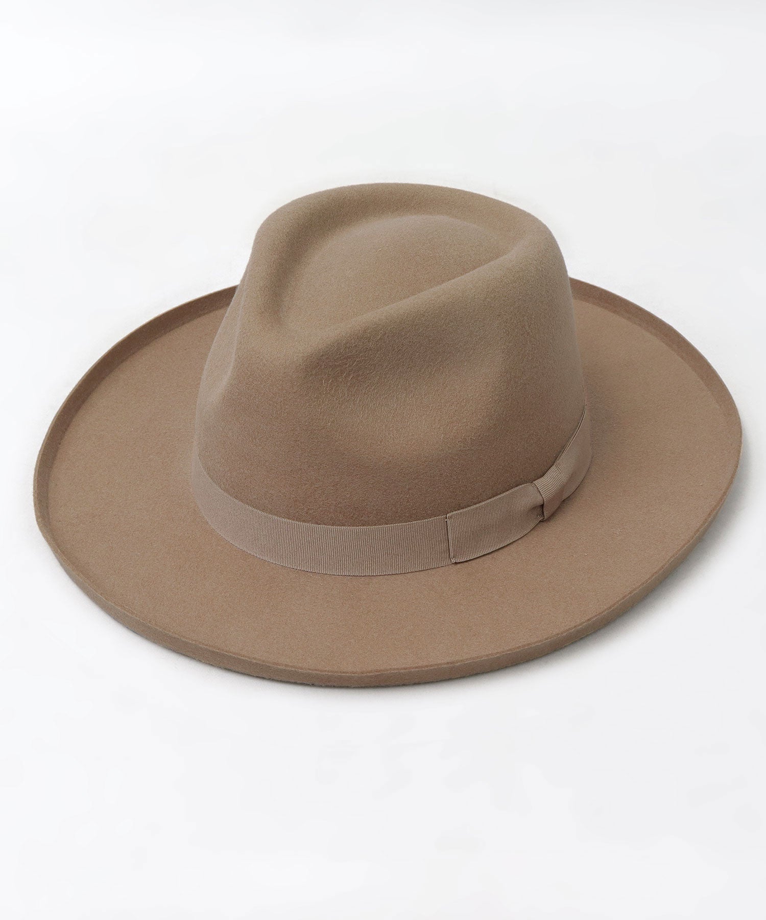 レックハッター Req Hatter フラット ブリムアップ ロング 中折れハット / ウール ロングブリム フェルトハット / つば広 （ブラウン） ブラウン