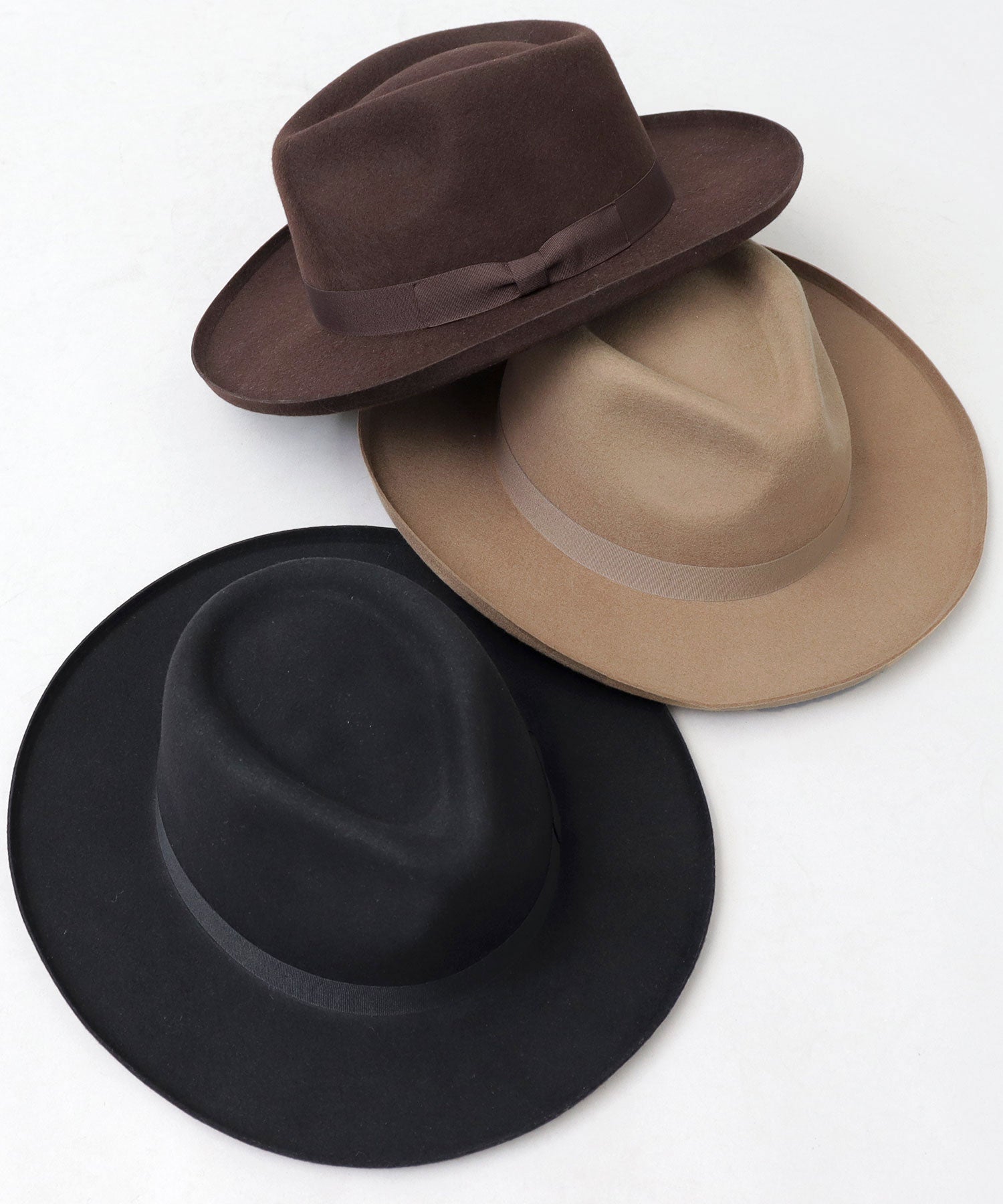 レックハッター Req Hatter フラット ブリムアップ ロング 中折れハット / ウール ロングブリム フェルトハット / つば広 （ブラウン） ブラウン