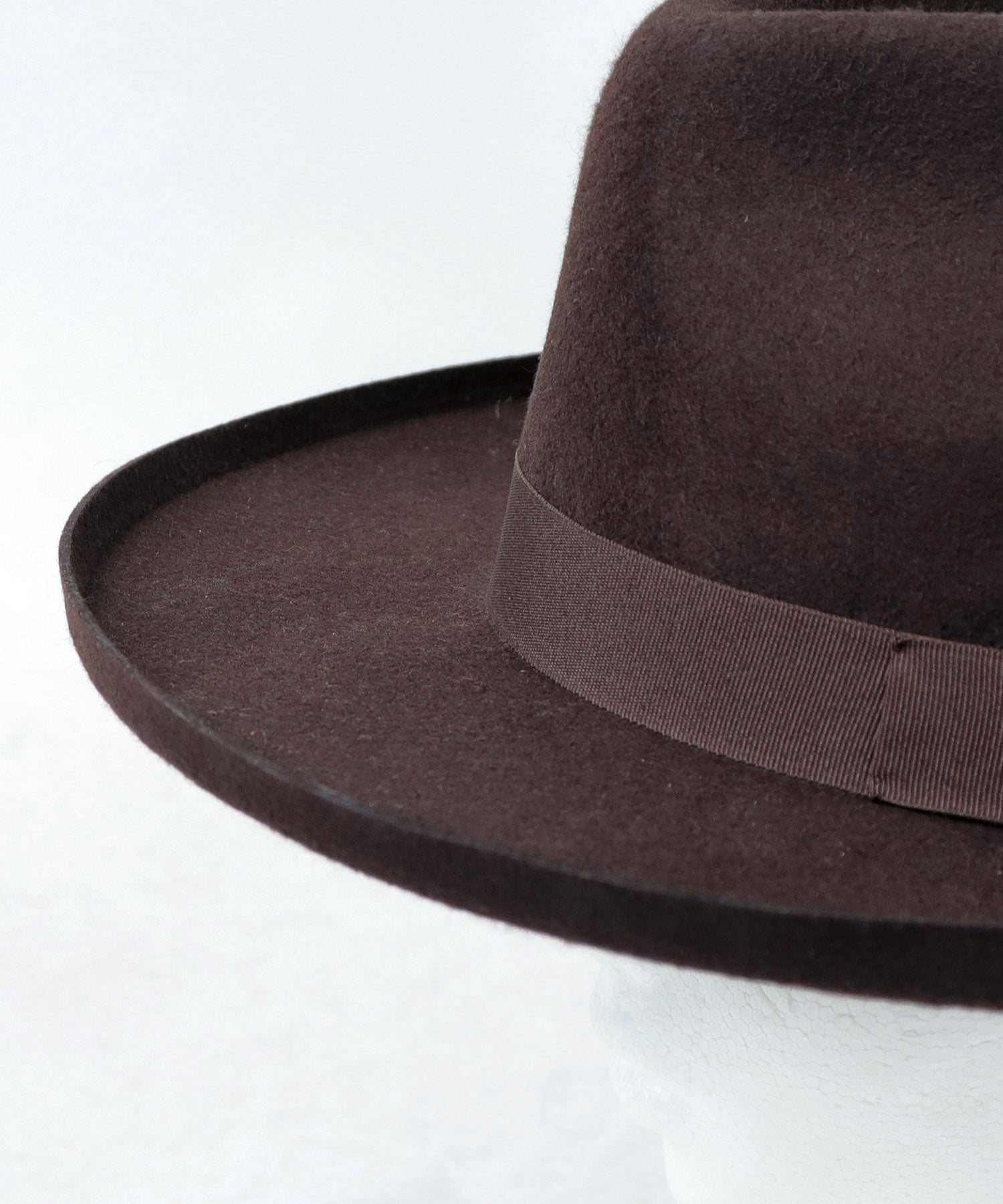 レックハッター Req Hatter フラット ブリムアップ ロング 中折れハット / ウール ロングブリム フェルトハット / つば広 （ブラウン） ブラウン