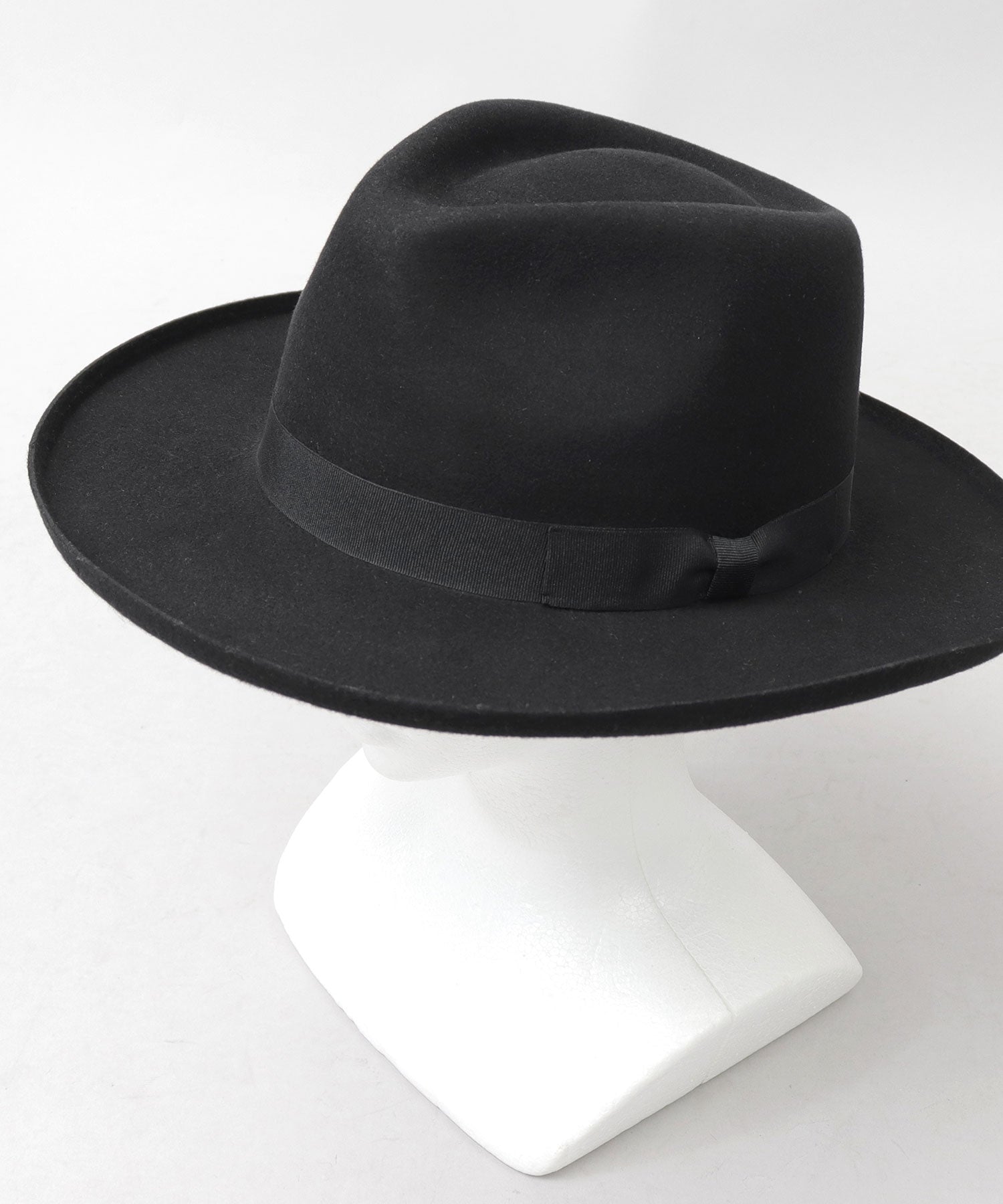 レックハッター Req Hatter フラット ブリムアップ ロング 中折れハット / ウール ロングブリム フェルトハット / つば広 （ブラウン） ブラウン