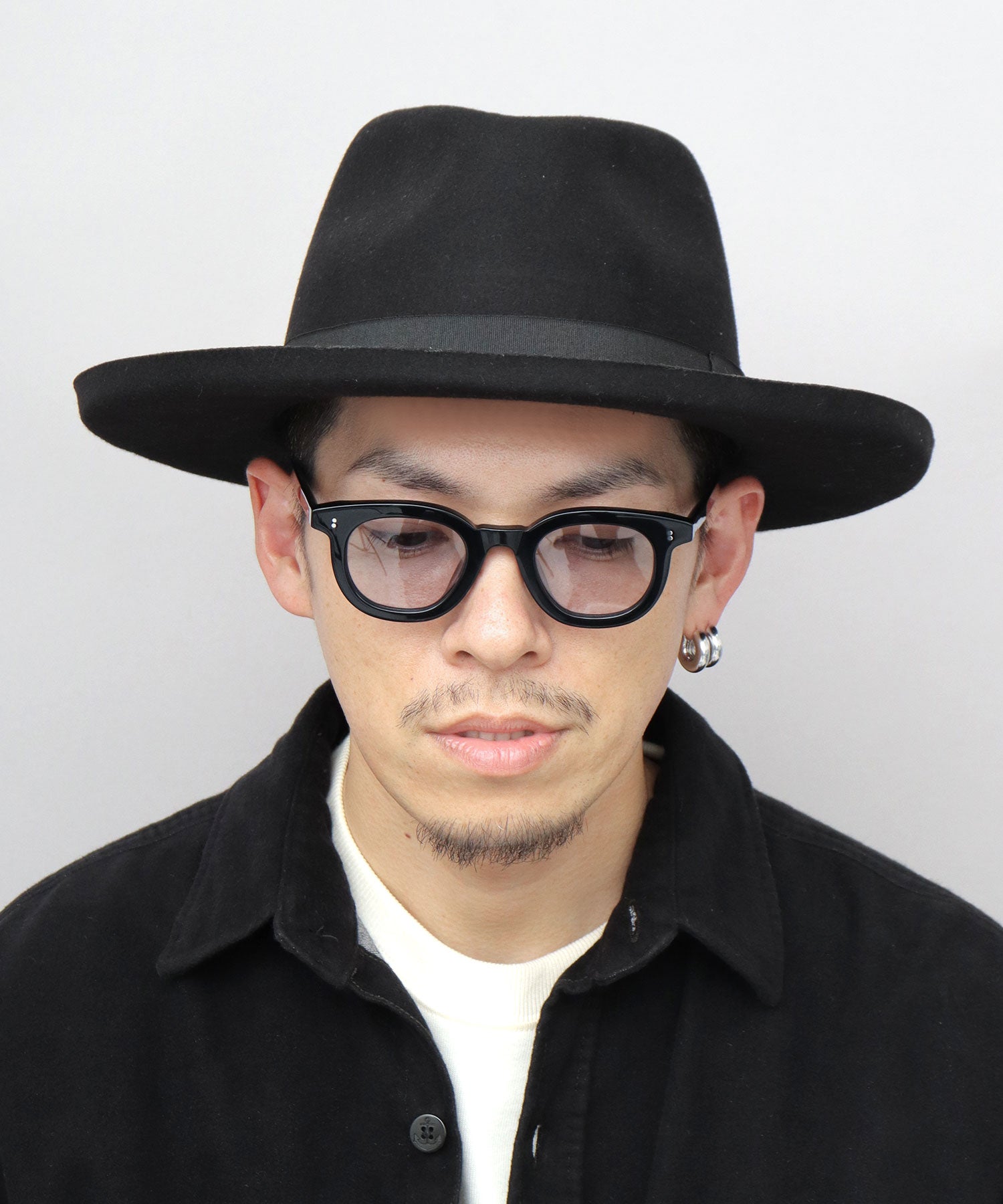レックハッター Req Hatter フラット ブリムアップ ロング 中折れハット / ウール ロングブリム フェルトハット / つば広 （ブラウン） ブラウン