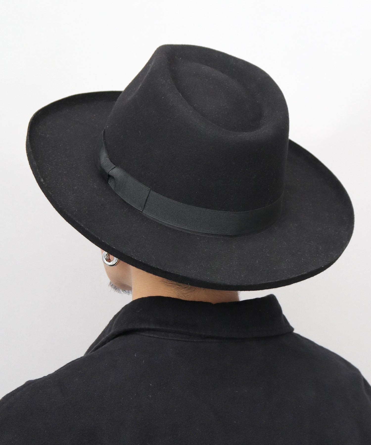 レックハッター Req Hatter フラット ブリムアップ ロング 中折れハット / ウール ロングブリム フェルトハット / つば広 （ブラウン） ブラウン
