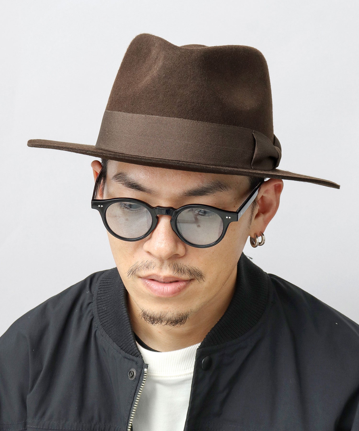 Rec Hatter Flat Wide Brim Mid-Crown Hat / Wool Wide Brim Felt Hat / Long Brim