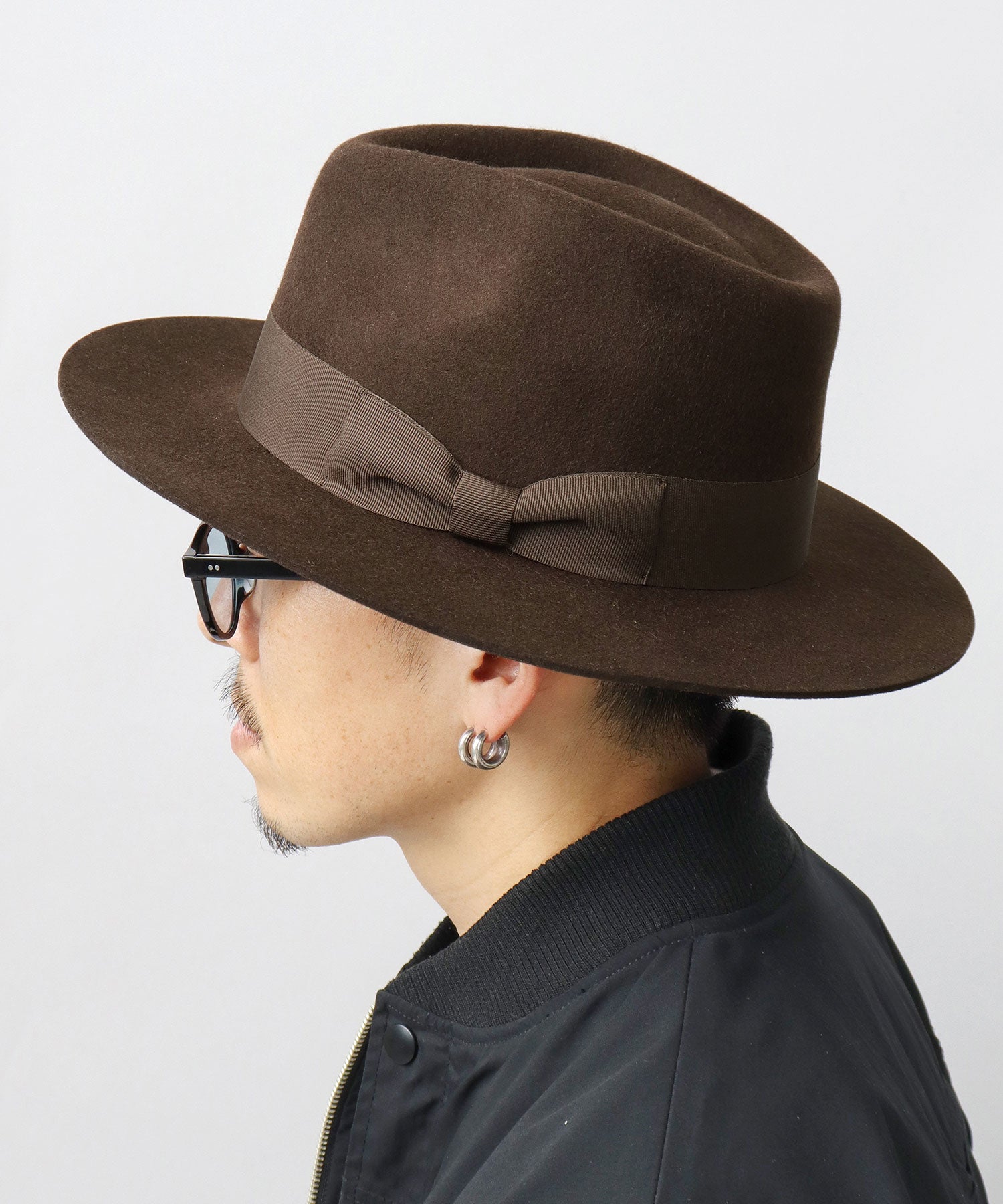 Rec Hatter Flat Wide Brim Mid-Crown Hat / Wool Wide Brim Felt Hat / Long Brim