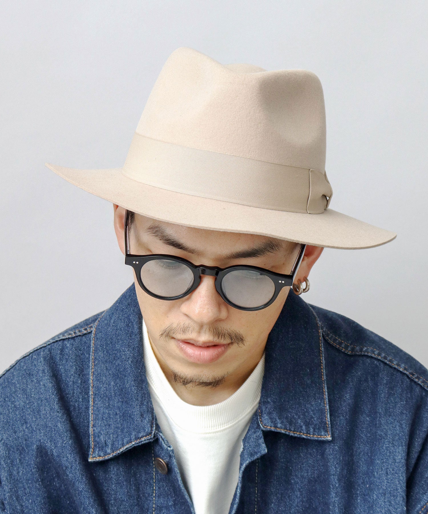 Rec Hatter Flat Wide Brim Mid-Crown Hat / Wool Wide Brim Felt Hat / Long Brim