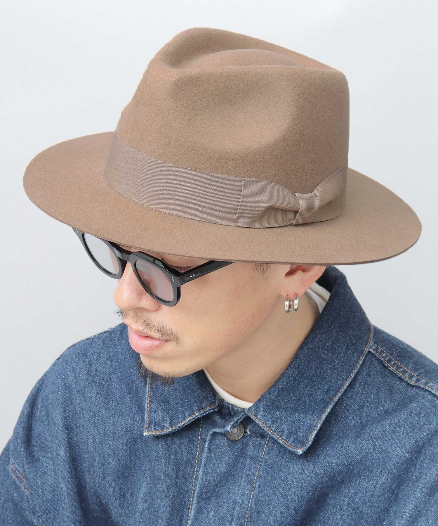 Rec Hatter Flat Wide Brim Mid-Crown Hat / Wool Wide Brim Felt Hat / Long Brim