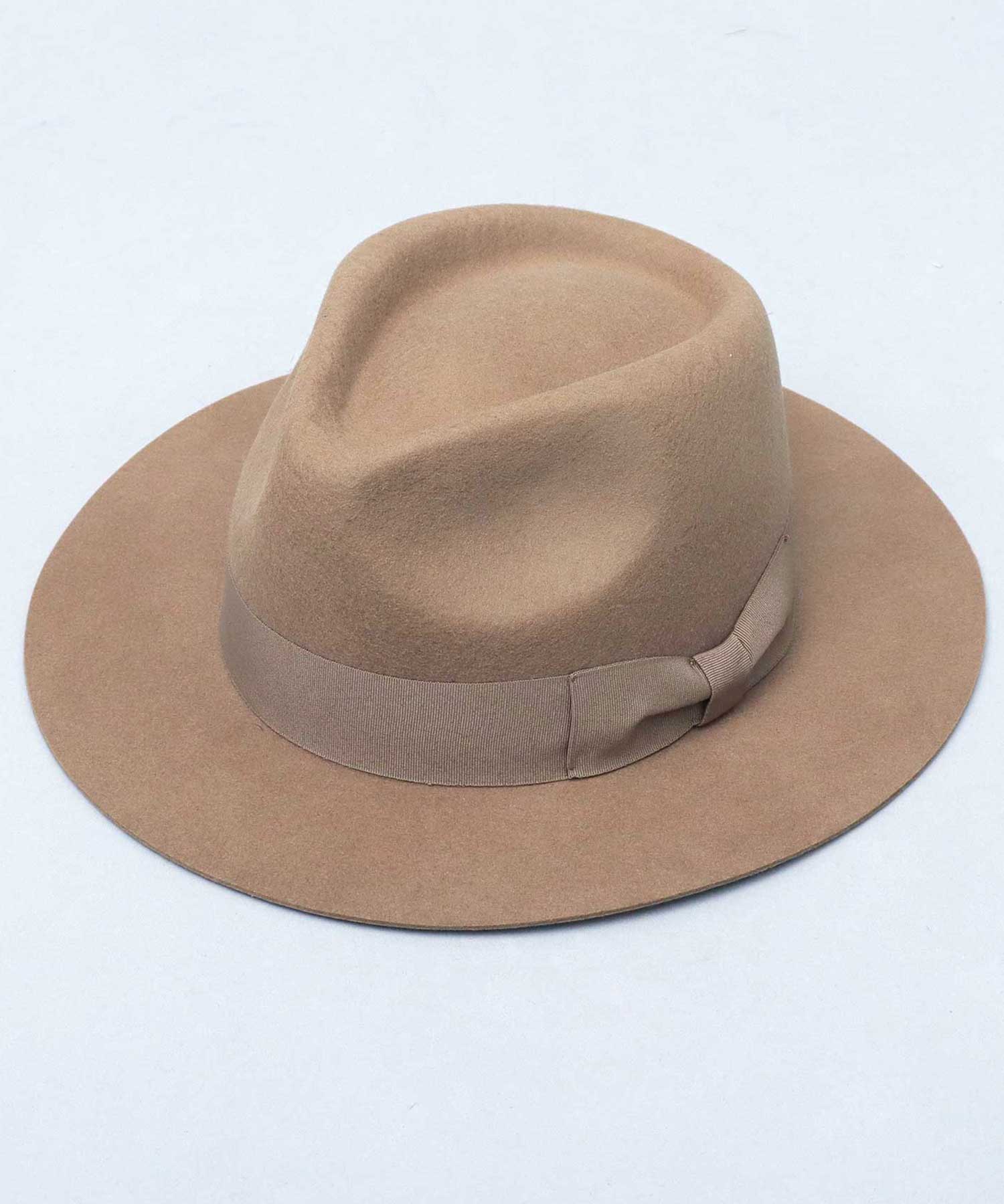 Rec Hatter Flat Wide Brim Mid-Crown Hat / Wool Wide Brim Felt Hat / Long Brim