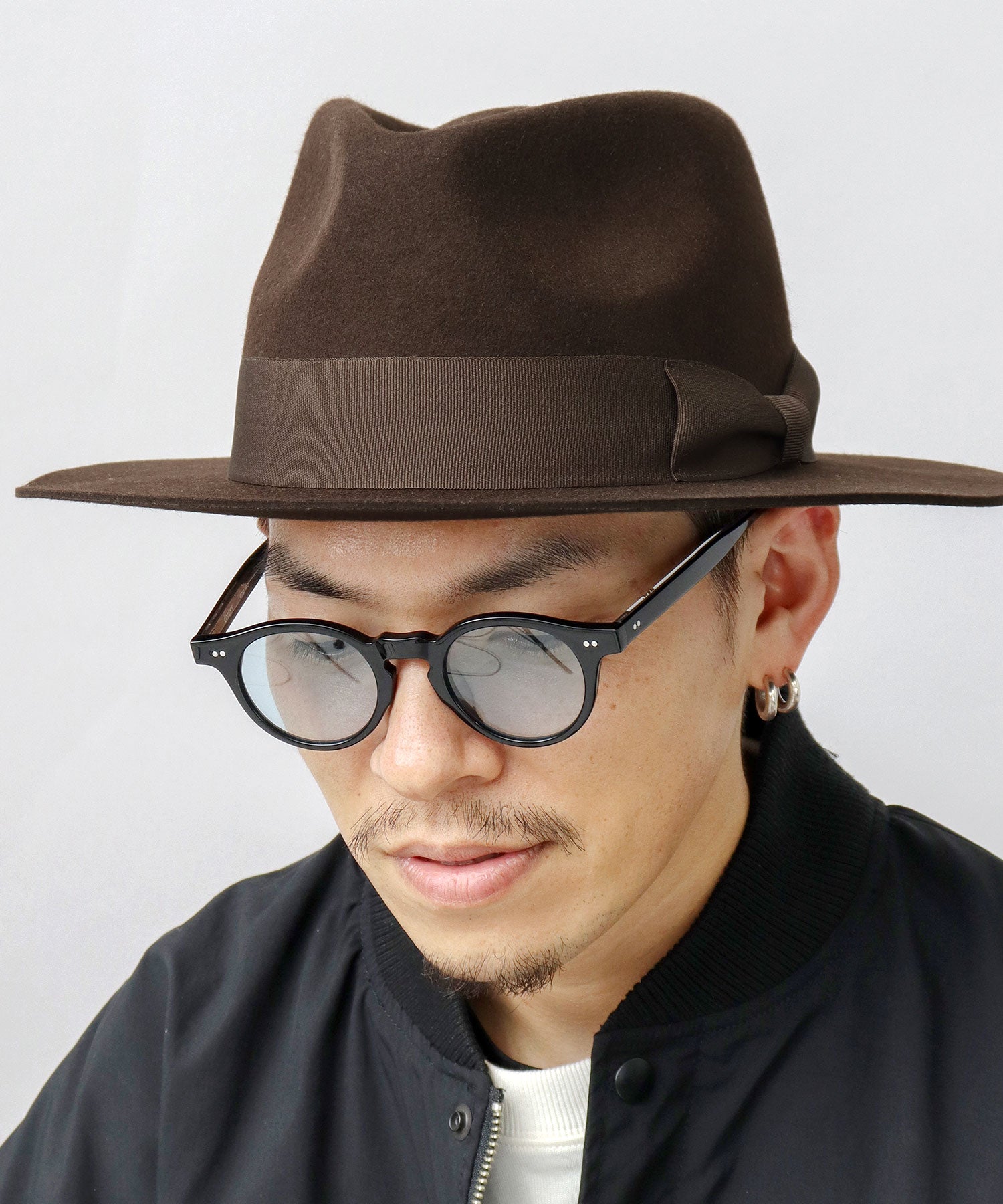 Rec Hatter Flat Wide Brim Mid-Crown Hat / Wool Wide Brim Felt Hat / Long Brim
