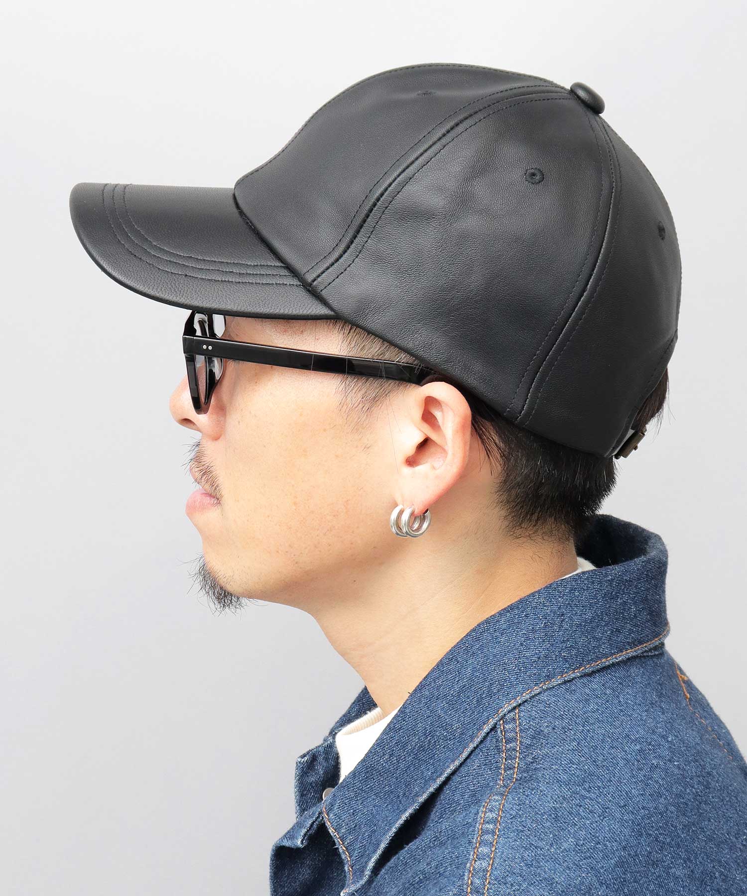 レックハッター Req Hatter 本革 レザーキャップ / 羊革 / ラムレザー / ローキャップ,ブラック