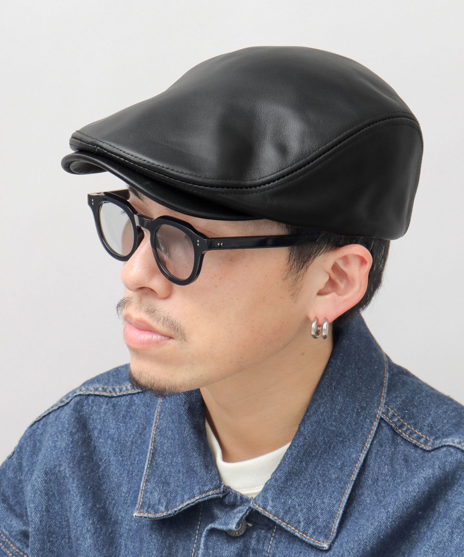Req Hatter Genuine Leather Hunting Cap / Lambskin / Sheepskin / Lamb Leather