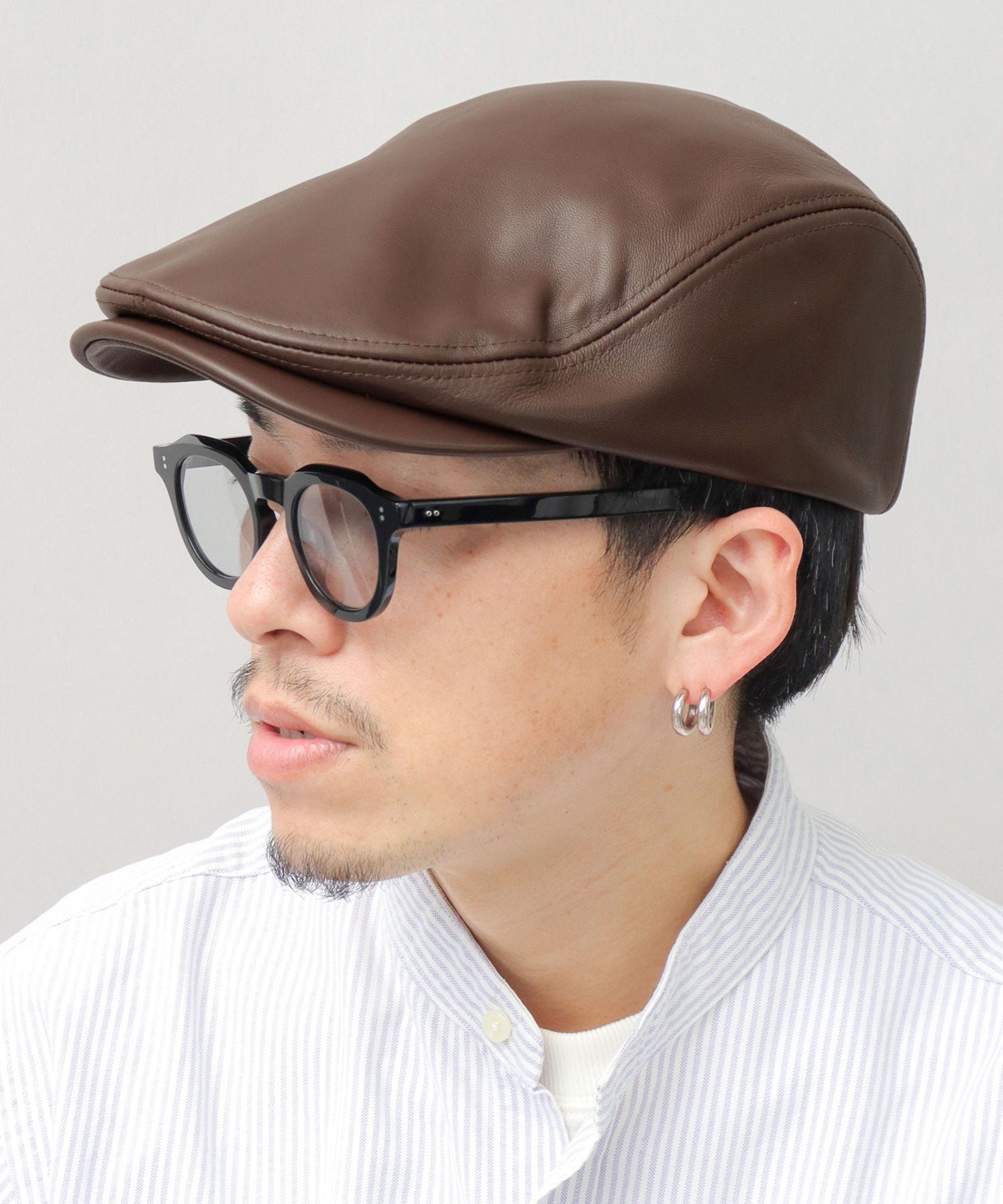 Req Hatter Genuine Leather Hunting Cap / Lambskin / Sheepskin / Lamb Leather