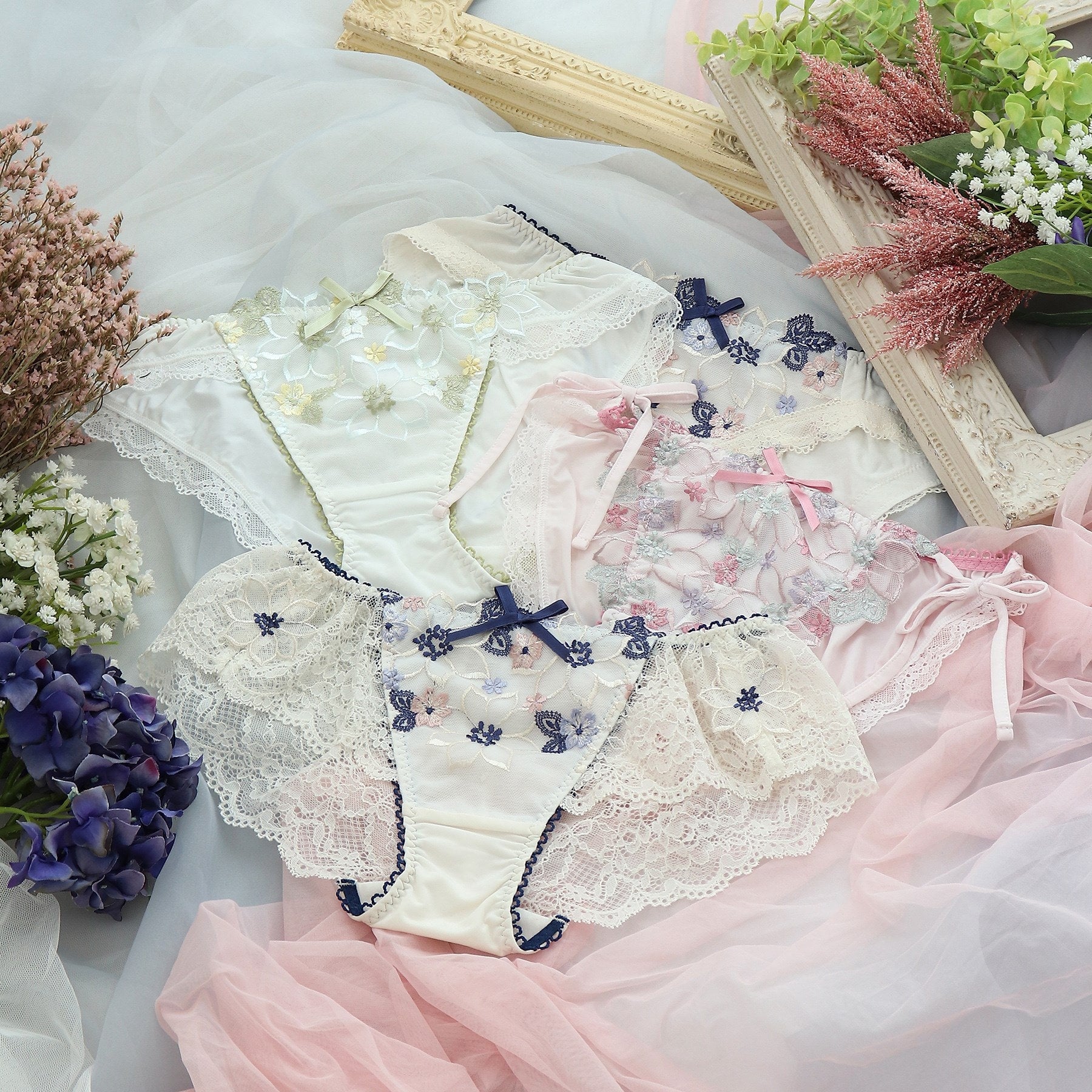 リサマリ Risa Magli カモミーユ リボンショーツ 【返品不可商品】 （ネイビー(093)） ネイビー(093)