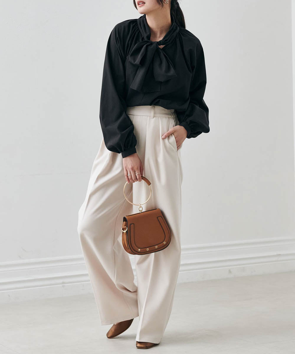 ラナン RANAN ボリュームボウタイブラウス