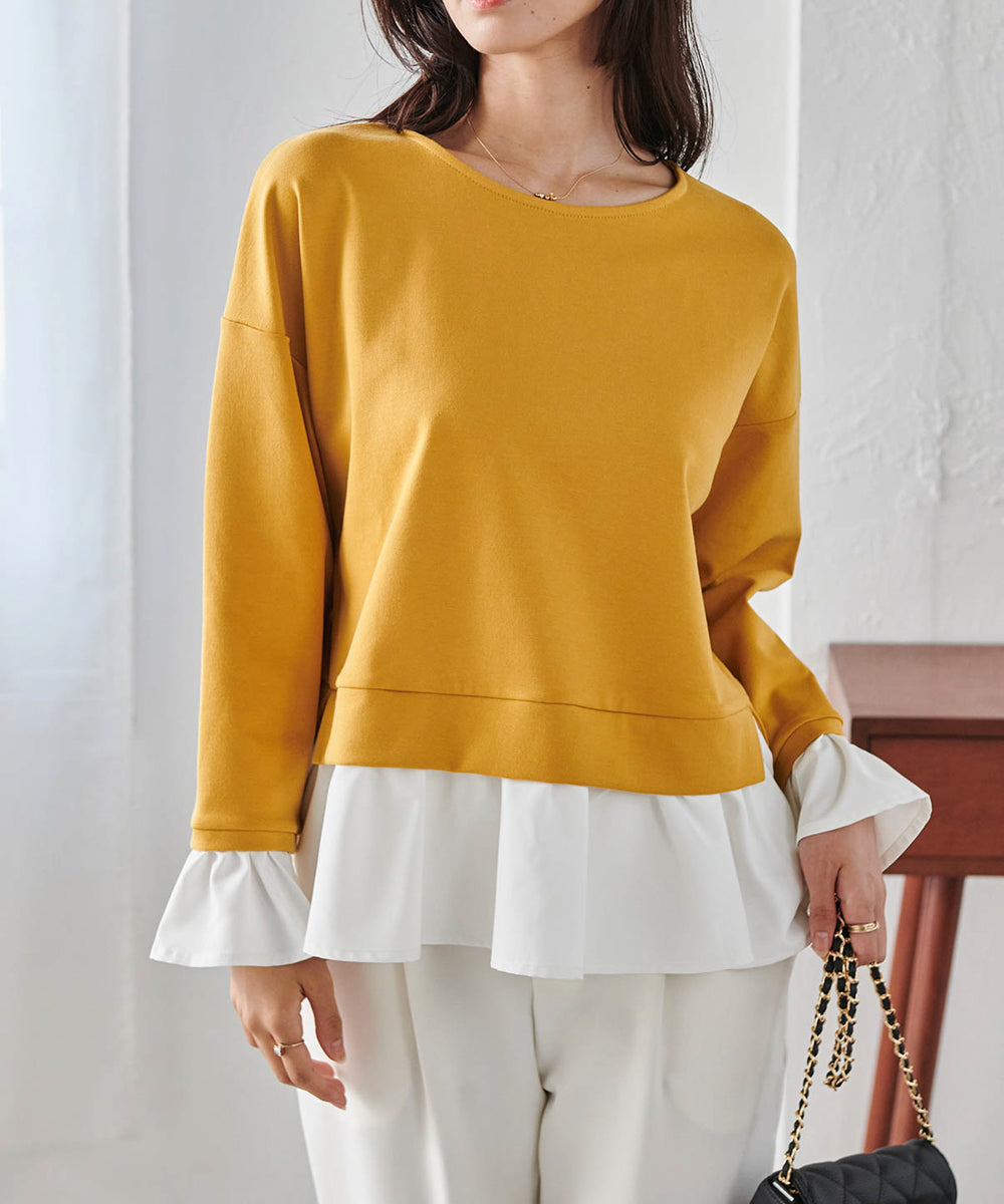 ranan　9月② RANAN HS Layered Style Color Block Frill Pullover