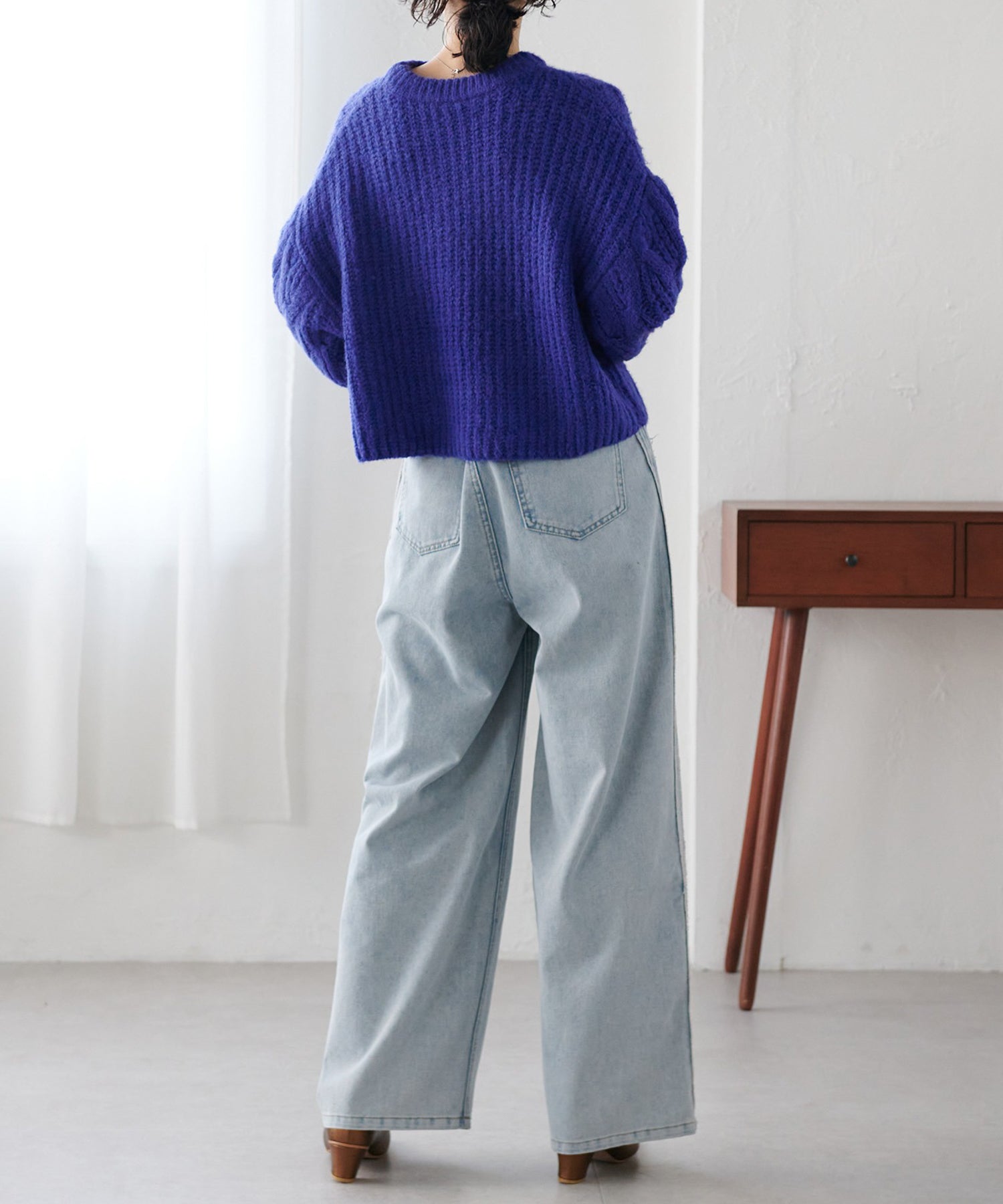 ラナン RANAN 配色サイドフリンジワイドデニム （ライトブルー） ライトブルー