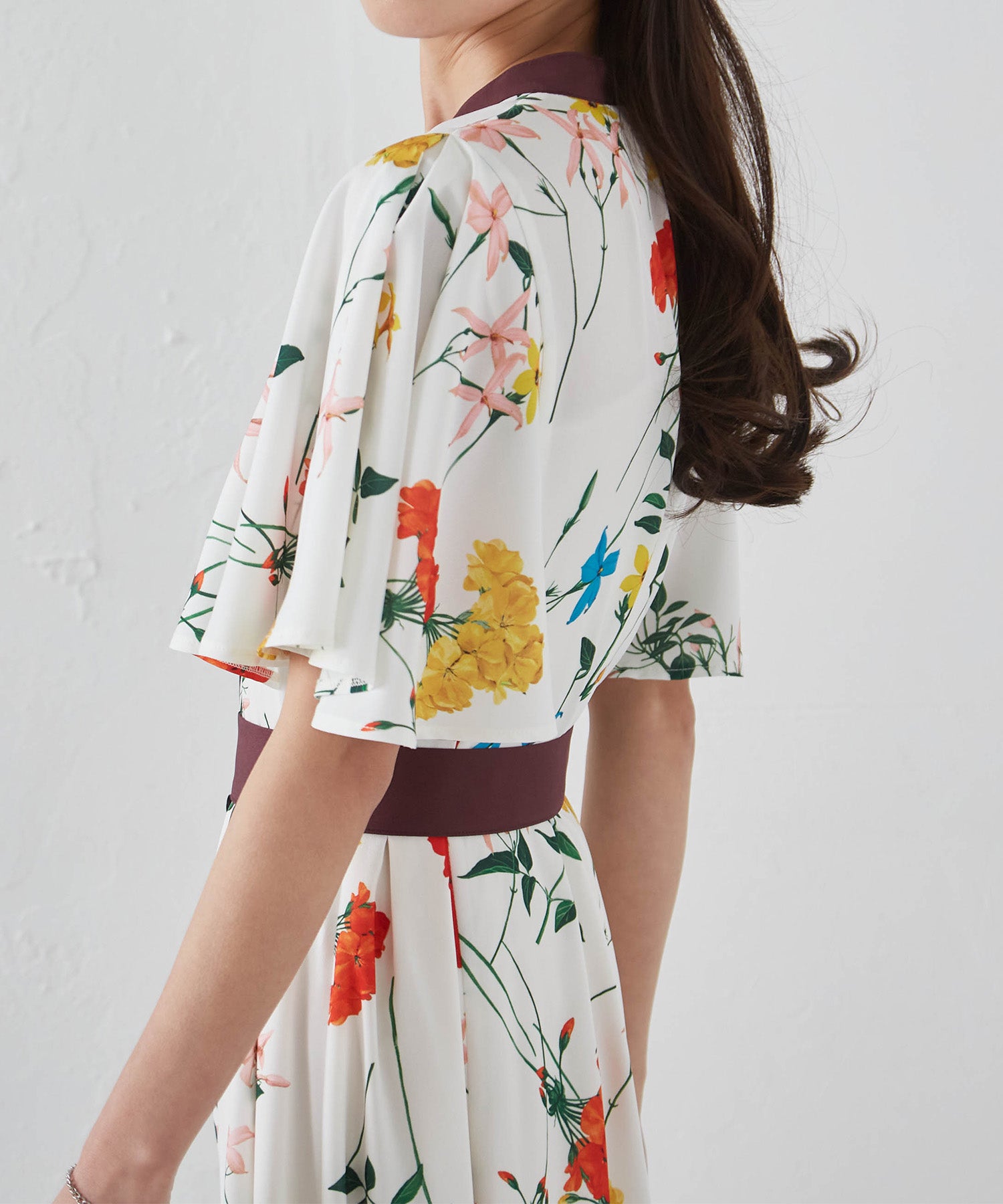 Ranan RANAN Colorful Botanical Flare Sleeve Dress