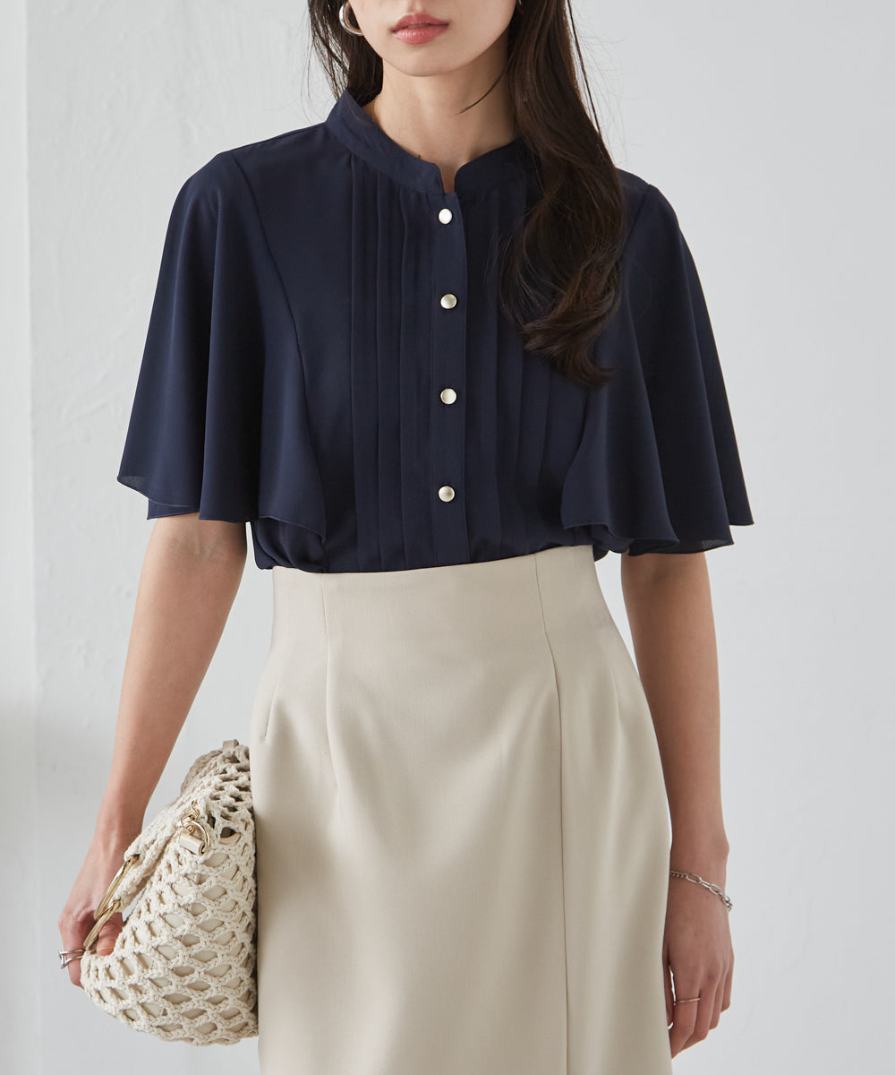 Ranan RANAN Pintuck Flare Sleeve Blouse