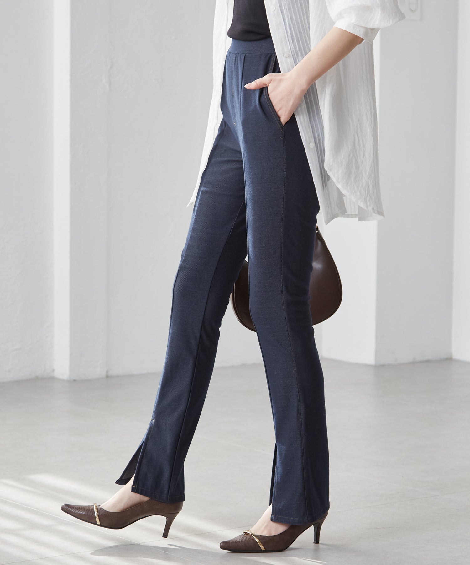 Ranan RANAN Cool! Denim-style slit pants