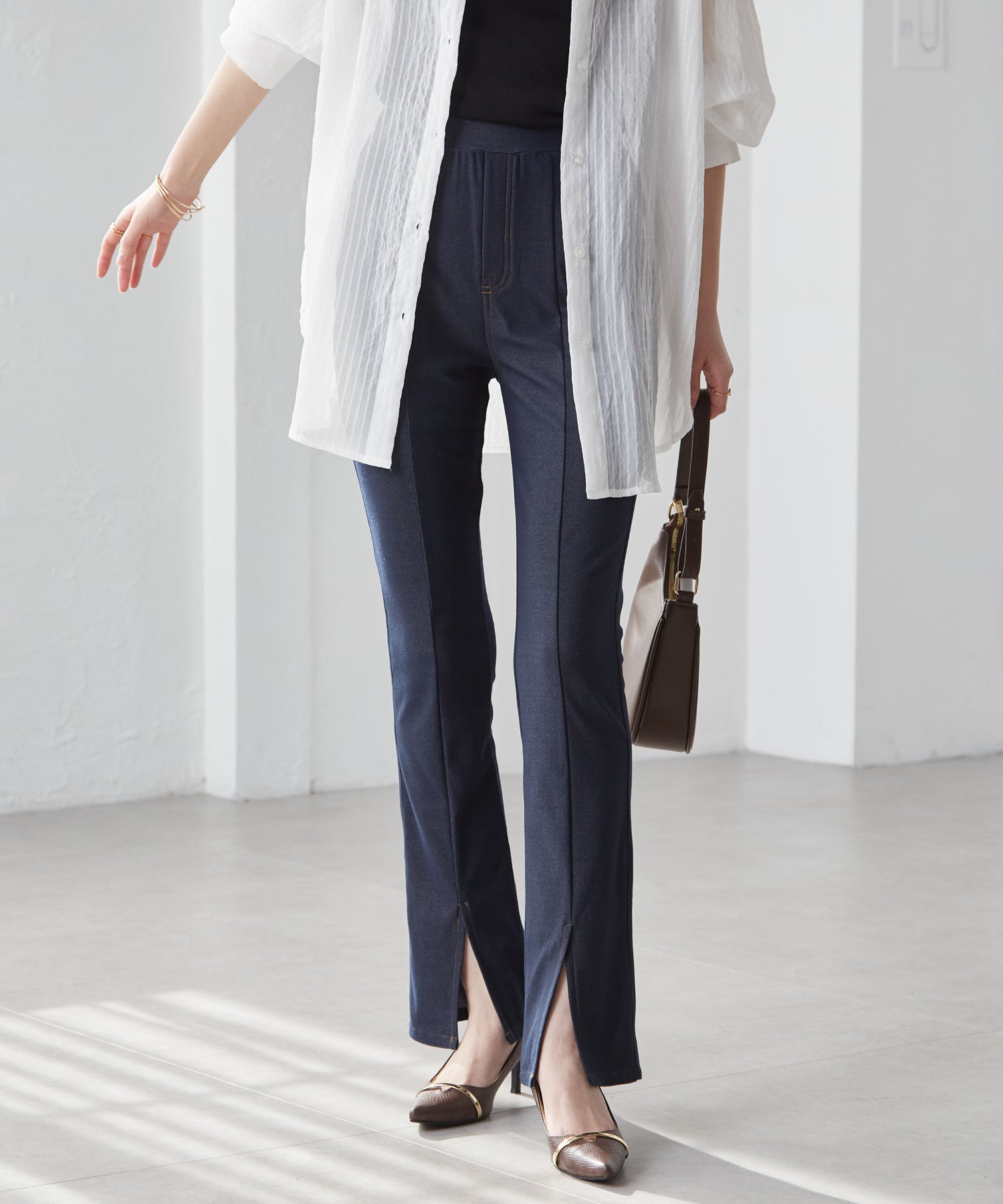 Ranan RANAN Cool! Denim-style slit pants