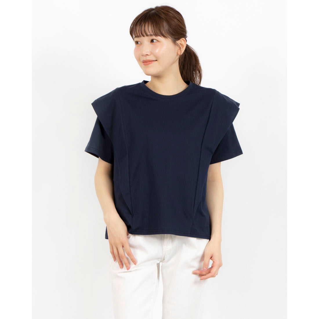 ラナン RANAN ラッフルショルダーTシャツ