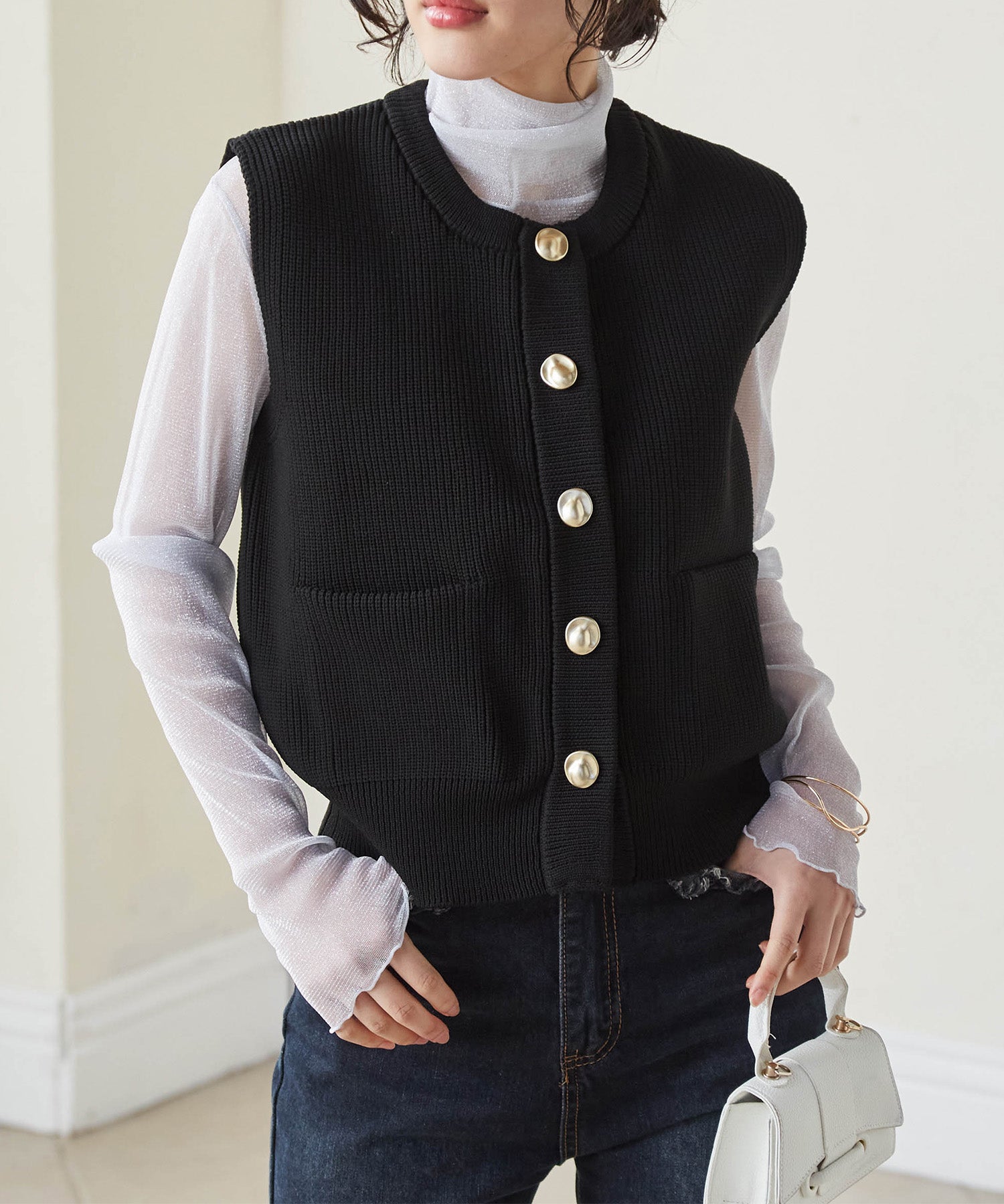 Ranan RANAN Nuance Button Knit Vest