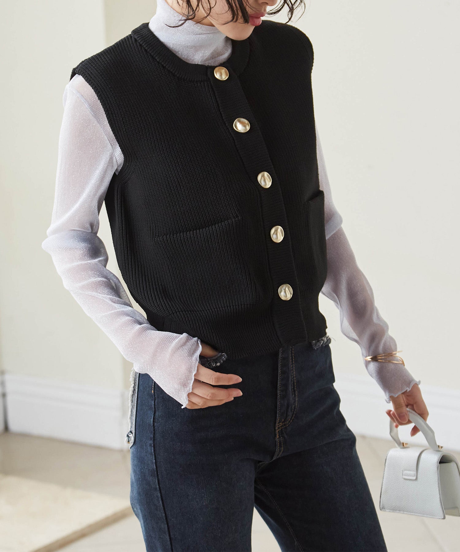 Ranan RANAN Nuance Button Knit Vest