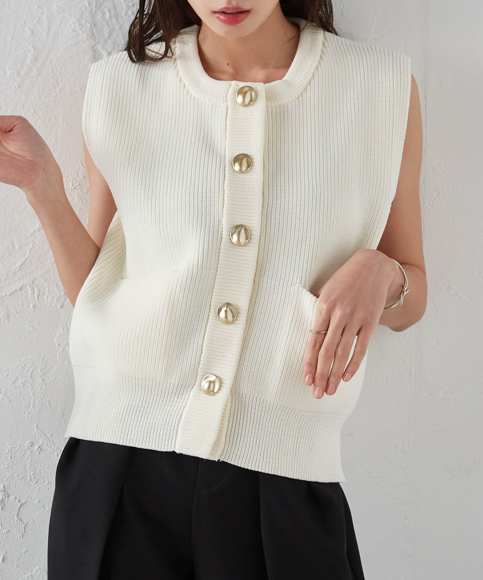 Ranan RANAN Nuance Button Knit Vest