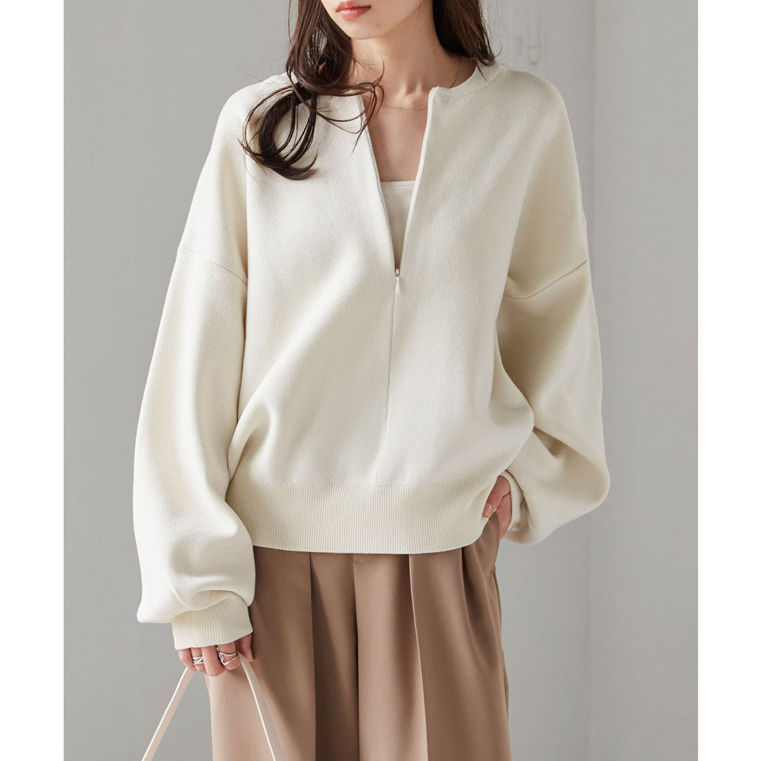 RannA様 RANAN Half-Zip Sweat-Like Knit