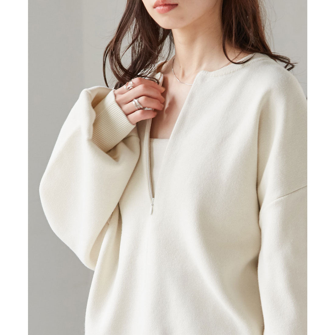 RANAN Half-Zip Sweat-Like Knit