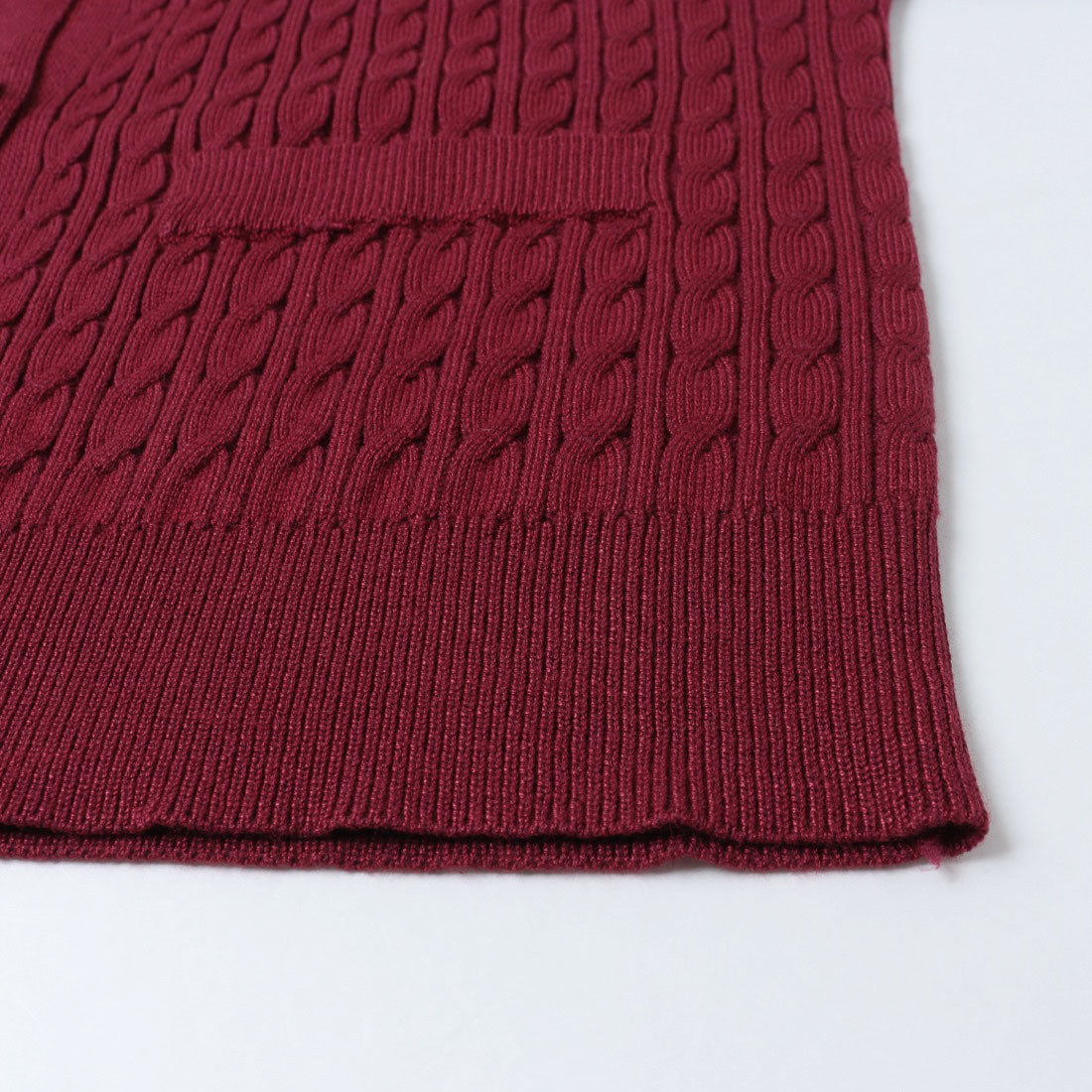 ラナン RANAN 【U.S. POLO ASSN.】ゴールドボタン刺繍ケーブルニットカーディガン （ボルドー） ボルドー
