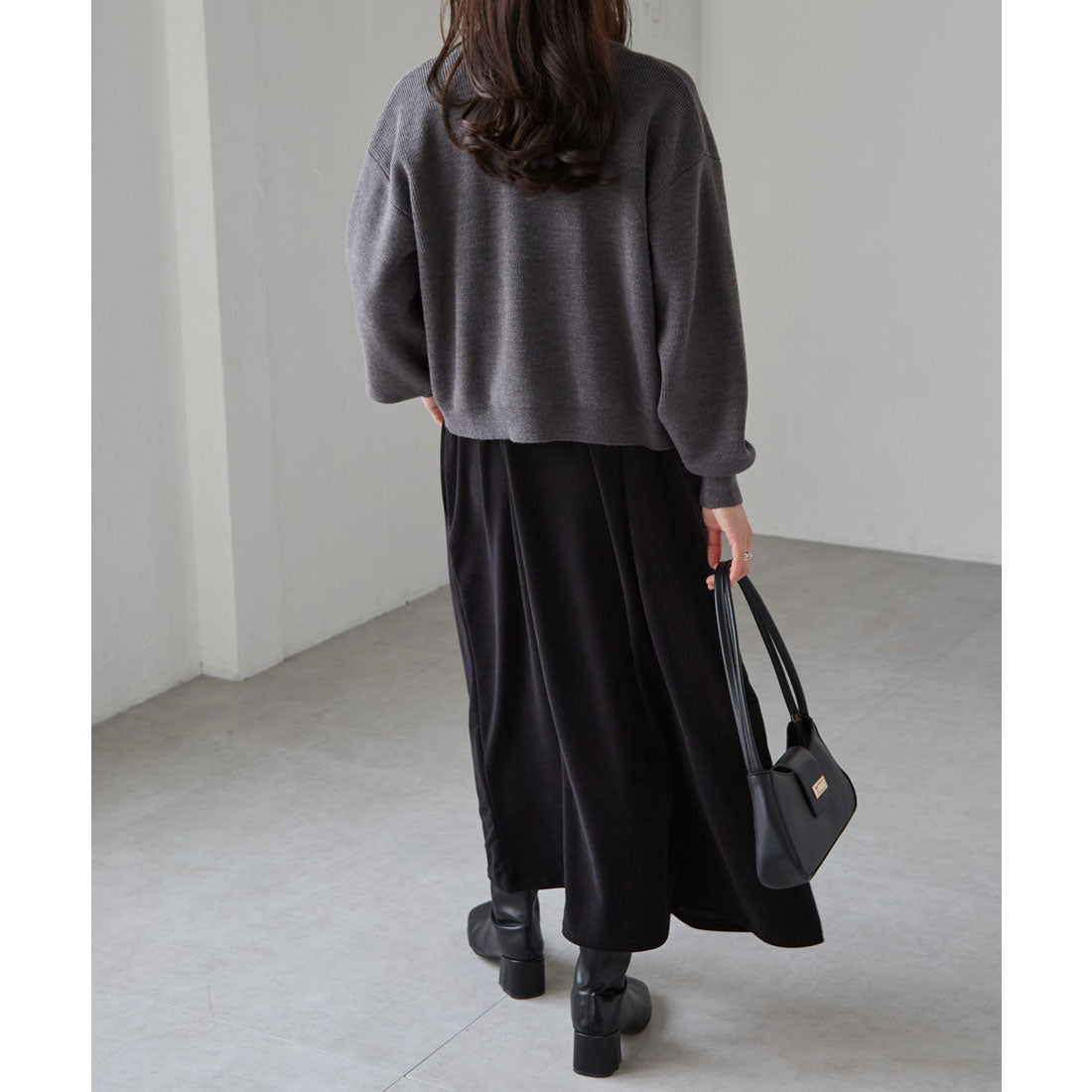 ラナン RANAN カットコールキャミ×ニットカーデセット （グレー系） グレー系