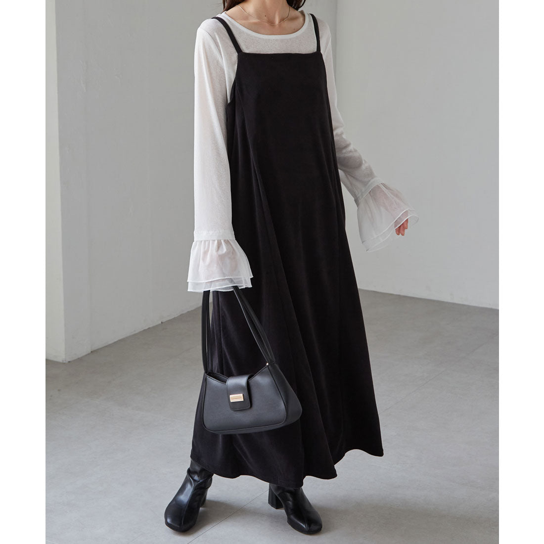 ラナン RANAN カットコールキャミ×ニットカーデセット （グレー系） グレー系