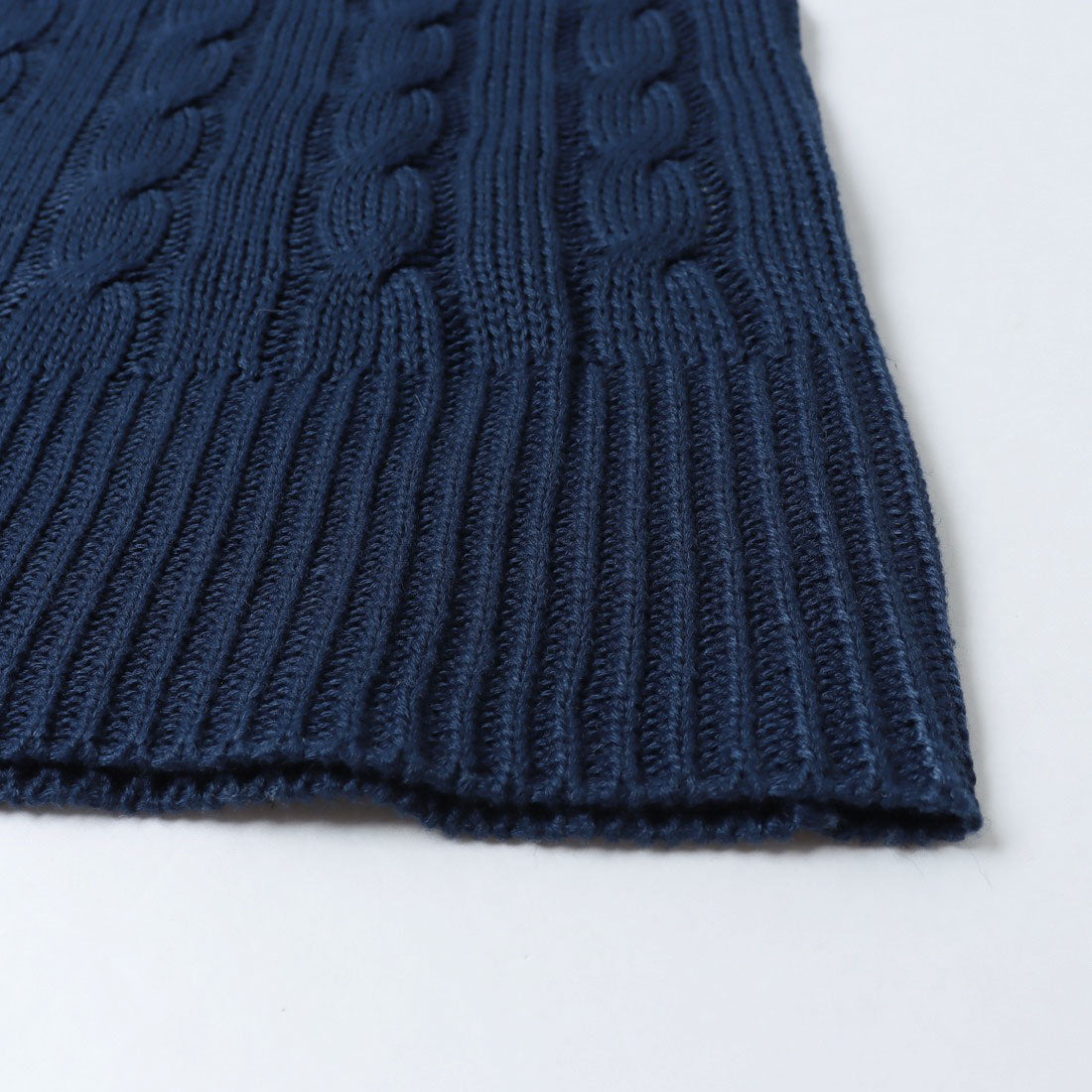 ラナン RANAN 【U.S. POLO ASSN.】刺繍長袖ケーブルポロニット （ネイビー） ネイビー