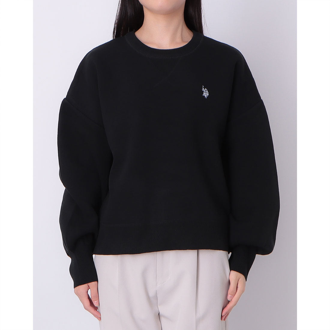 ラナン RANAN 【U.S. POLO ASSN.】刺繍スウェットライクニット （ブラック） ブラック