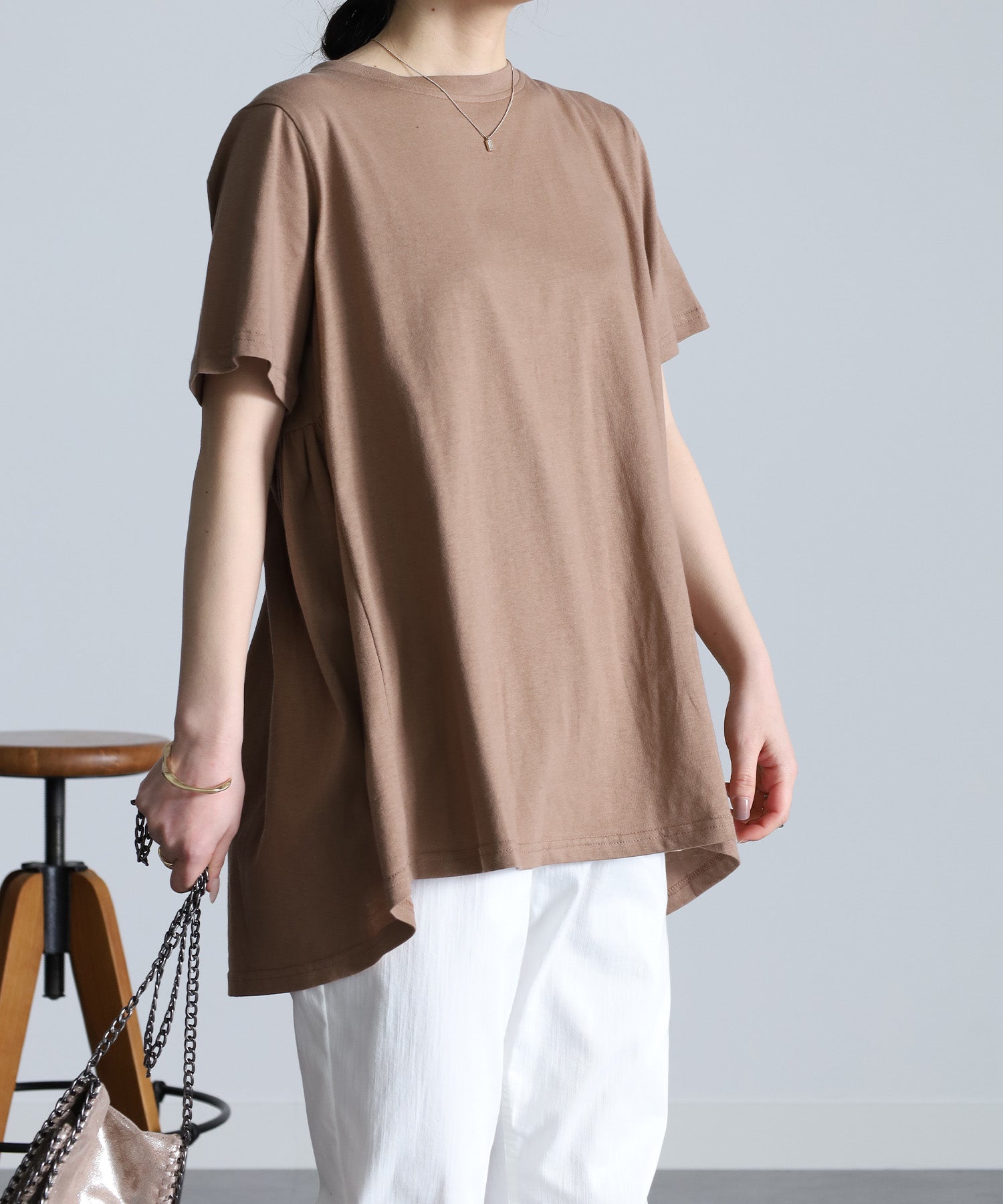 ラナン RANAN 【NOT汗染み！】バックギャザーTシャツ
