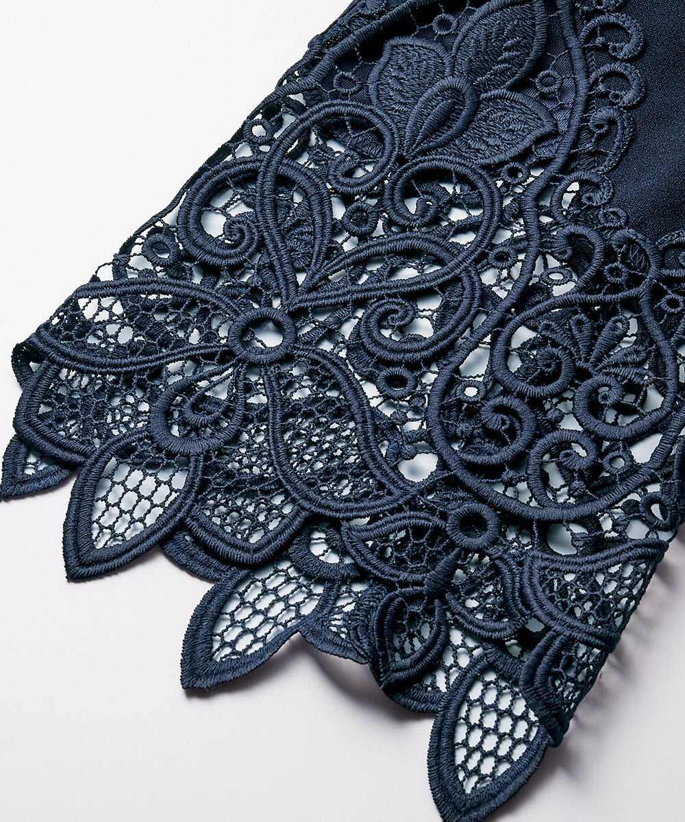 ラナン RANAN 裾レース使いチュニック （ネイビー） ネイビー