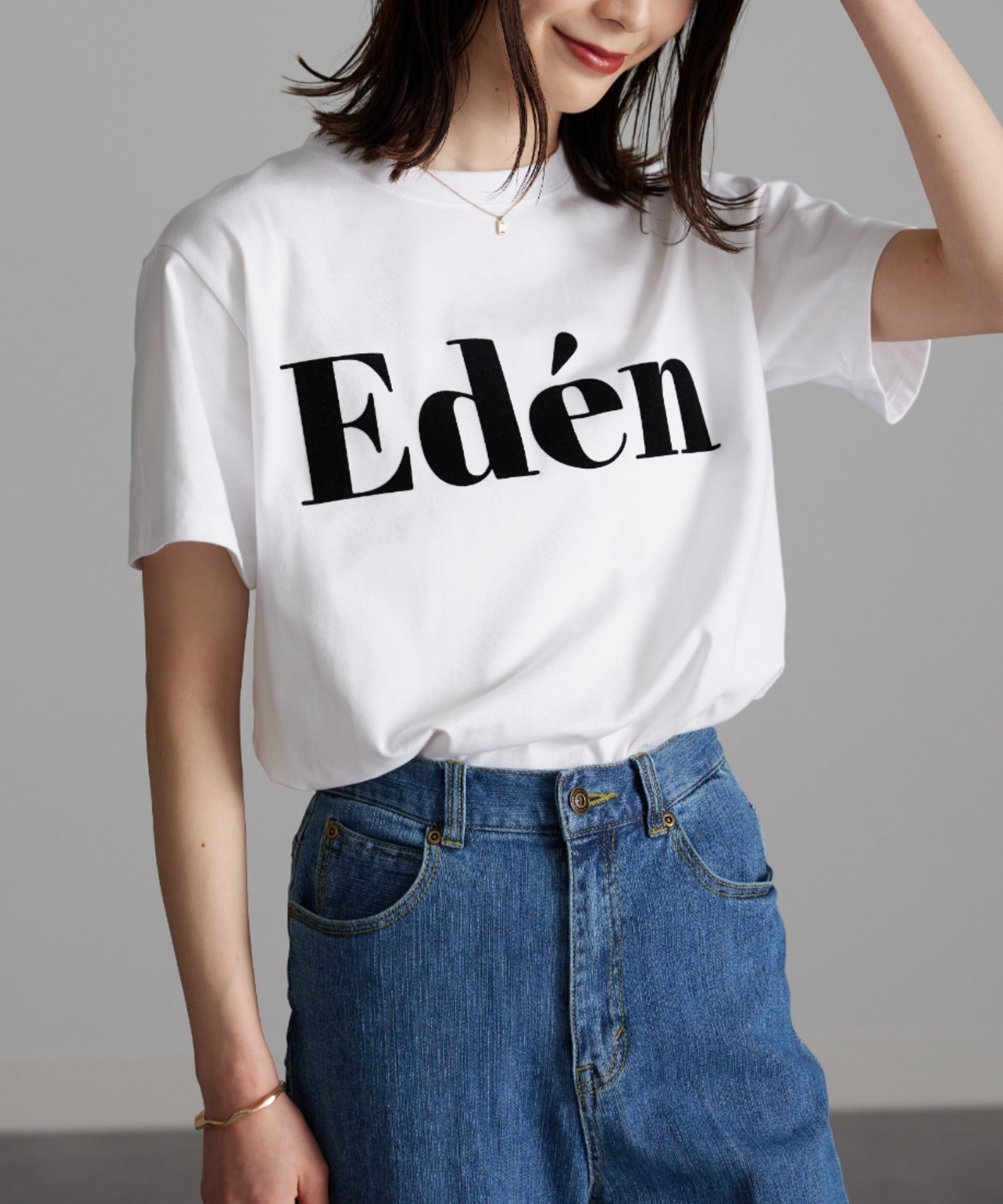 ラナン RANAN フロッキープリントロゴTシャツ （オフホワイト） オフホワイト