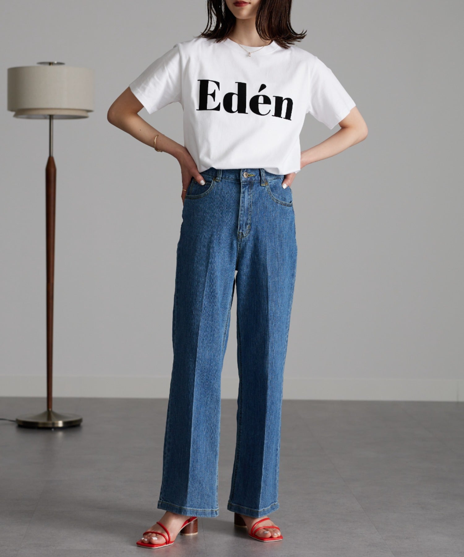 ラナン RANAN フロッキープリントロゴTシャツ （オフホワイト） オフホワイト