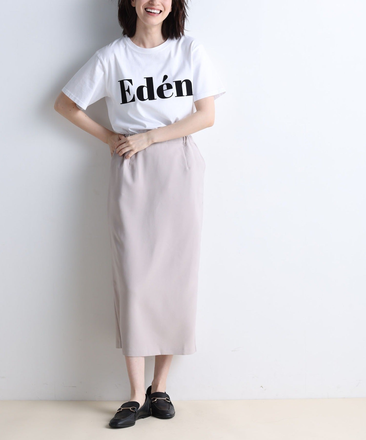 ラナン RANAN フロッキープリントロゴTシャツ （オフホワイト） オフホワイト