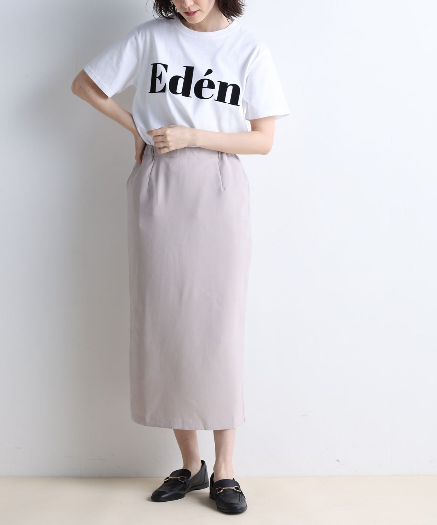 ラナン RANAN フロッキープリントロゴTシャツ （オフホワイト） オフホワイト